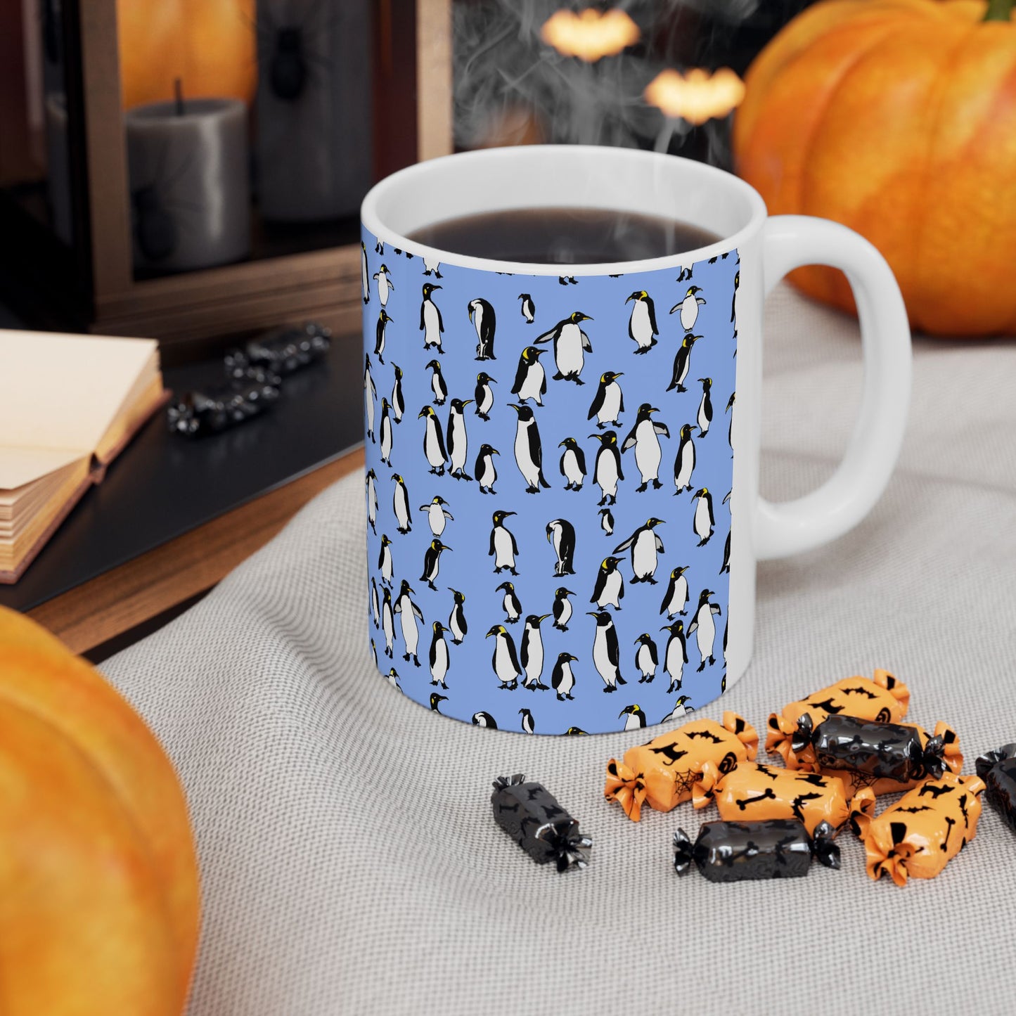 Rookery of Whimsical Penguins Ceramic Mug - Perfect for Coffee Lovers, Penguin Gifts, Cute Kitchen Decor, Unique Holiday Mug, Animal-Themed Drinkware