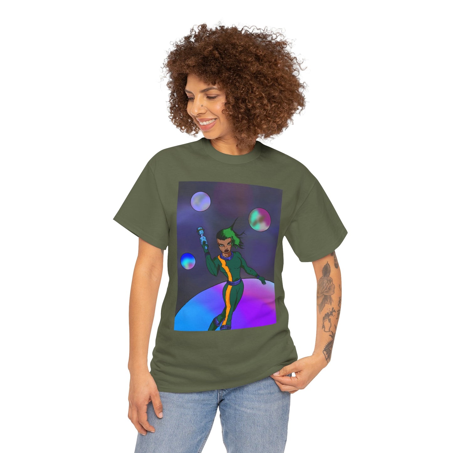 Cosmic Hero Vibe Tee - Unisex Heavy Cotton Tee, Space Art Shirt, Retro Sci-Fi T-Shirt, Gift for Space Lovers, Unique Graphic Tee