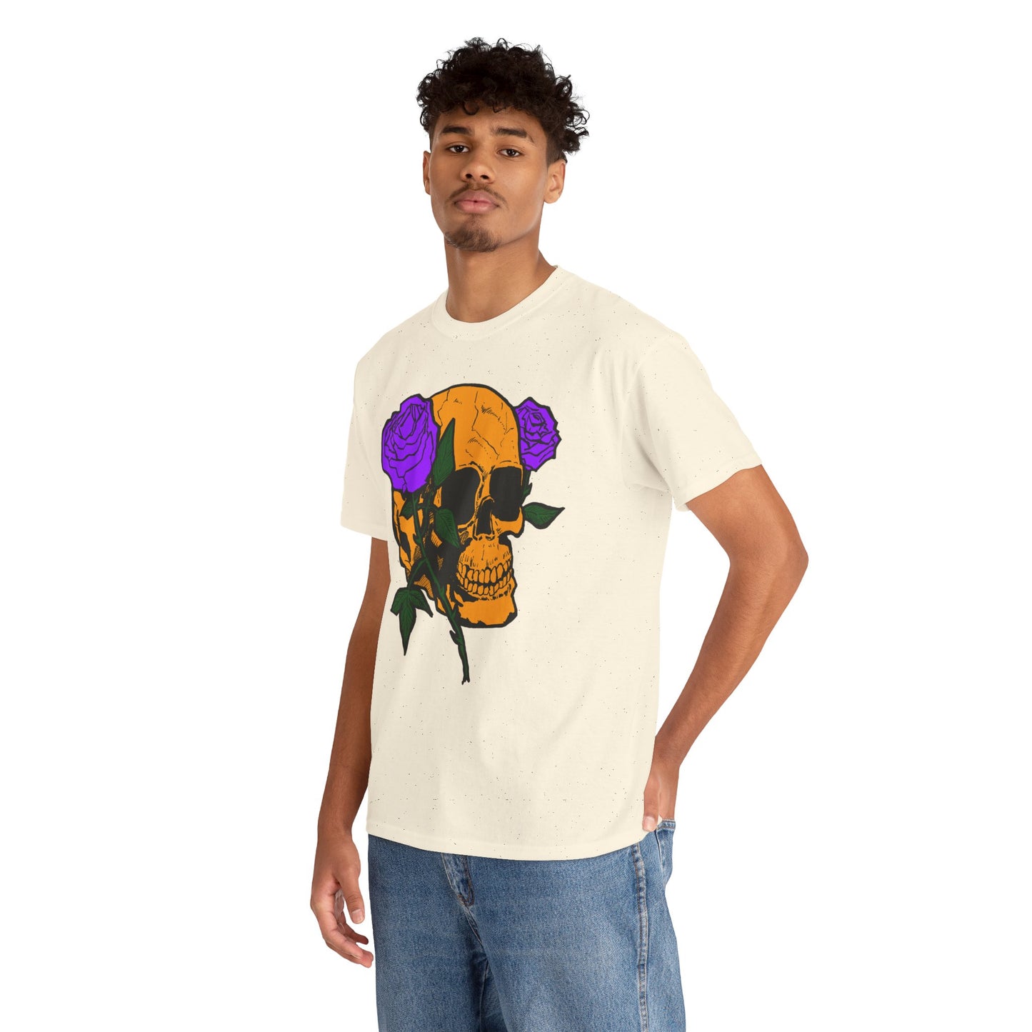 Skull and Roses Unisex Tee, Gothic Aesthetic Shirt, Vintage Graphic T-Shirt, Streetwear Essentials, Edgy Casual Wear