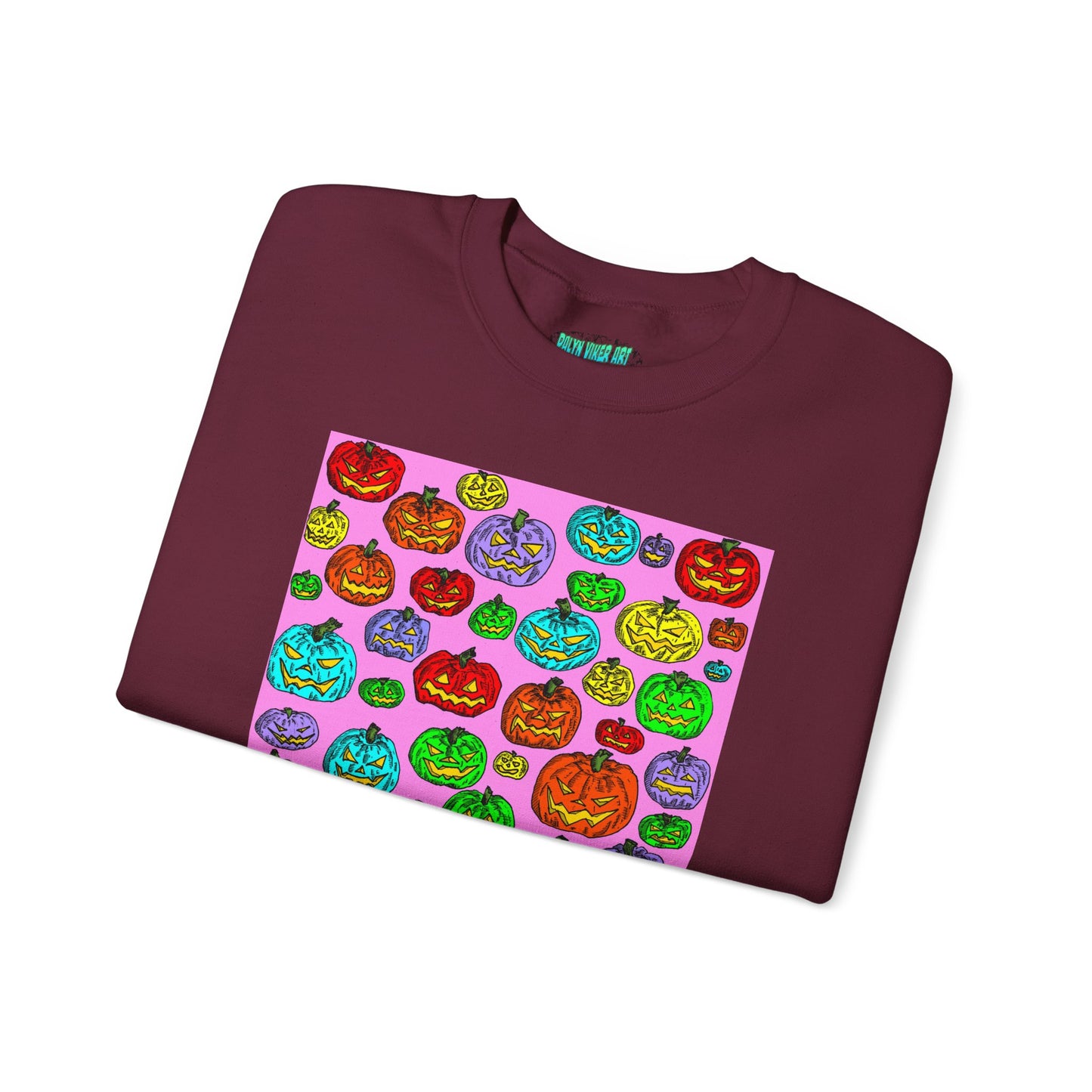 Colorful Pumpkin Crewneck Sweatshirt for Fall Celebrations