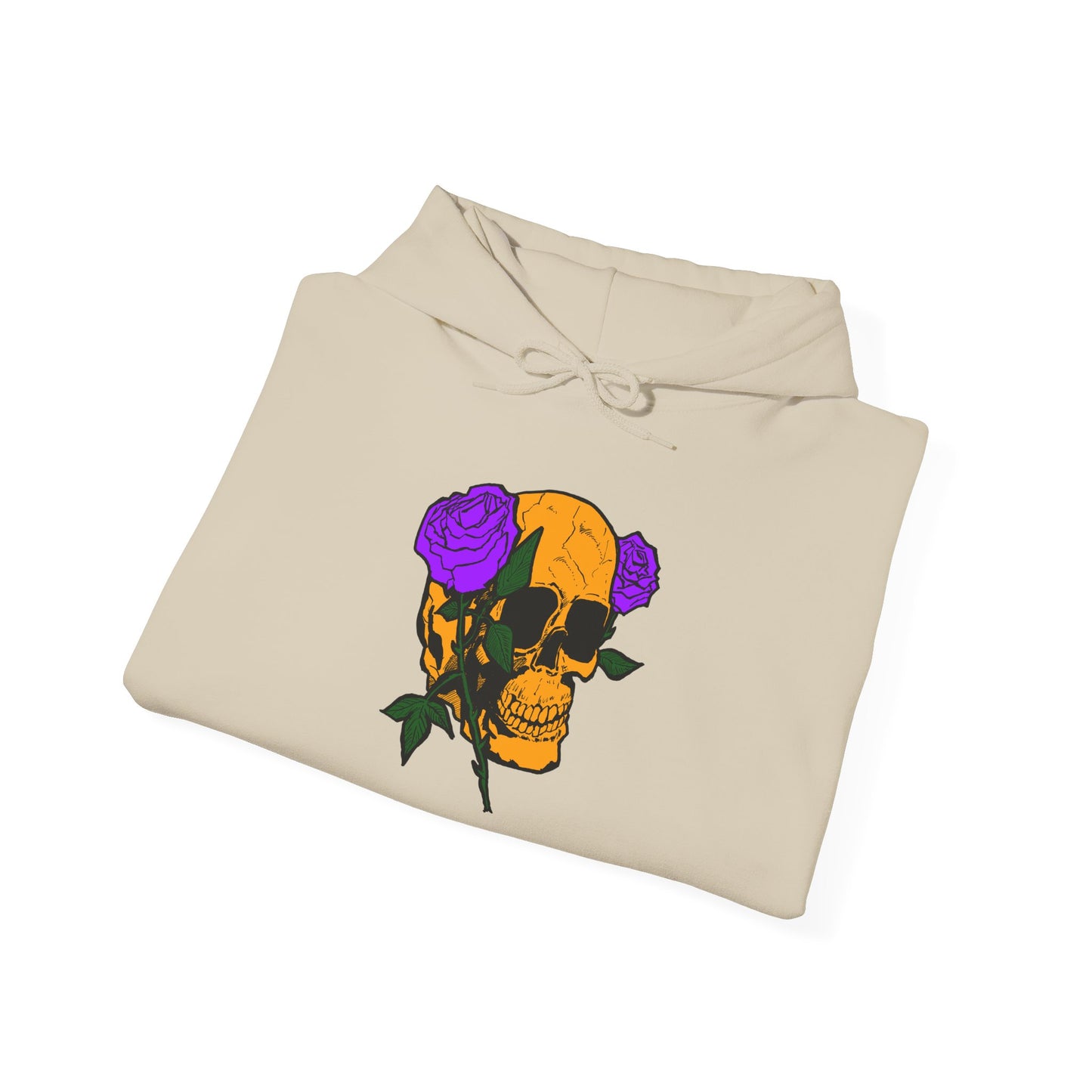 Skull & Roses Hooded Sweatshirt - Unisex Heavy Blend, Perfect for Halloween, Casual Wear, Street Style, Gifts for Her, Trendy Fashion