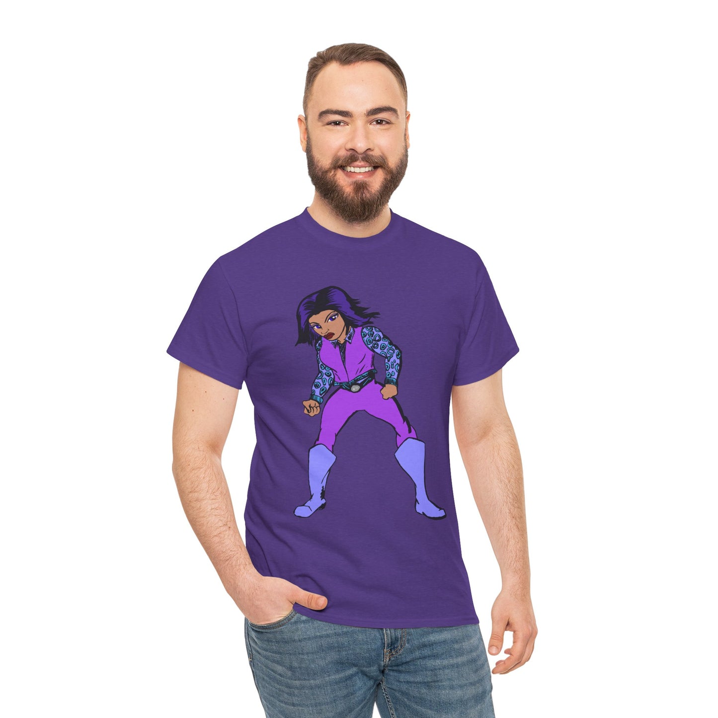 Retro Cartoon Hero Woman Character Unisex Heavy Cotton Tee, Vintage Graphic Tee, Fun T-Shirt, Gift for Fans, Casual Wear, Everyday Tee