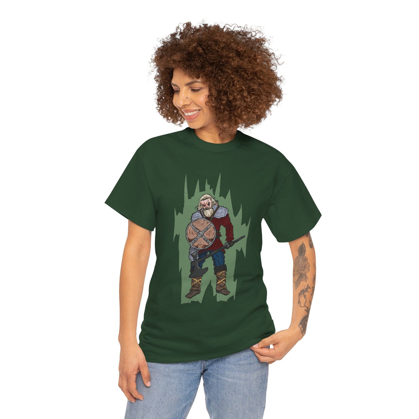 Epic Warrior Graphic Tee, Unisex Heavy Cotton Shirt, Casual Wear, Gamer Gift, Medieval Art Clothing, Battle Theme Fashion
