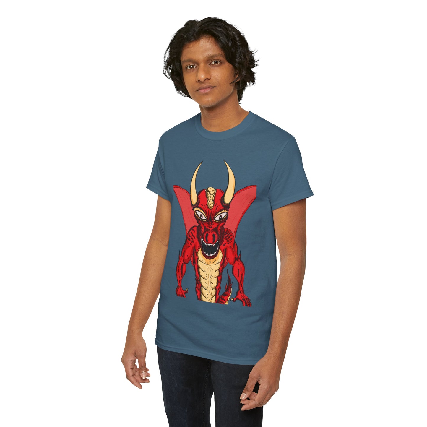 Bold Red Dragon Unisex Heavy Cotton Tee | Graphic Shirt for Anime Fans, Party Wear, Casual Outfit, Gift for Him/Her
