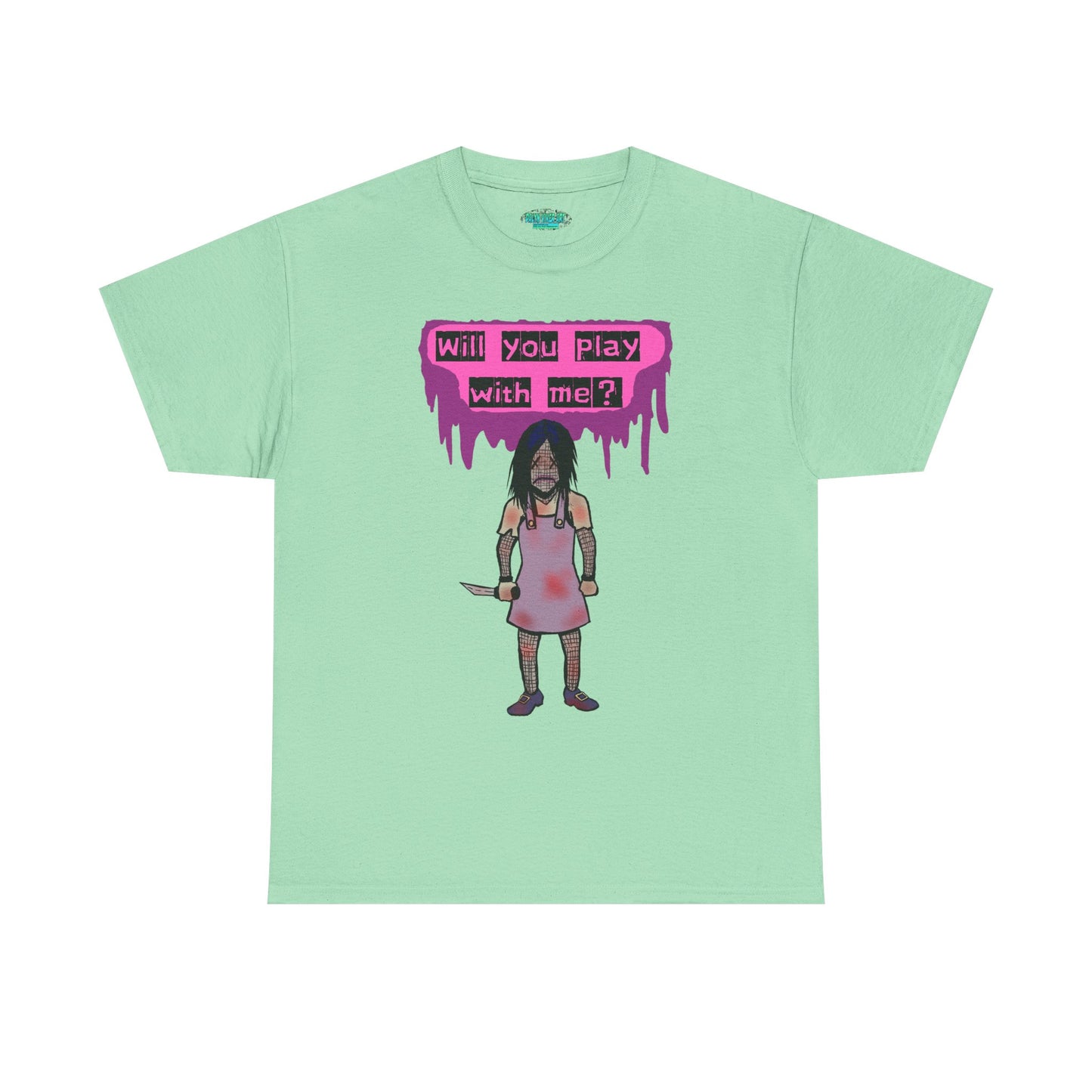 Chilling Evil Doll Horror Tee, Horror T-Shirt, Grey Tee, Unique Graphic Tee, Unisex Tee, Playful Scary Top, Halloween Shirt