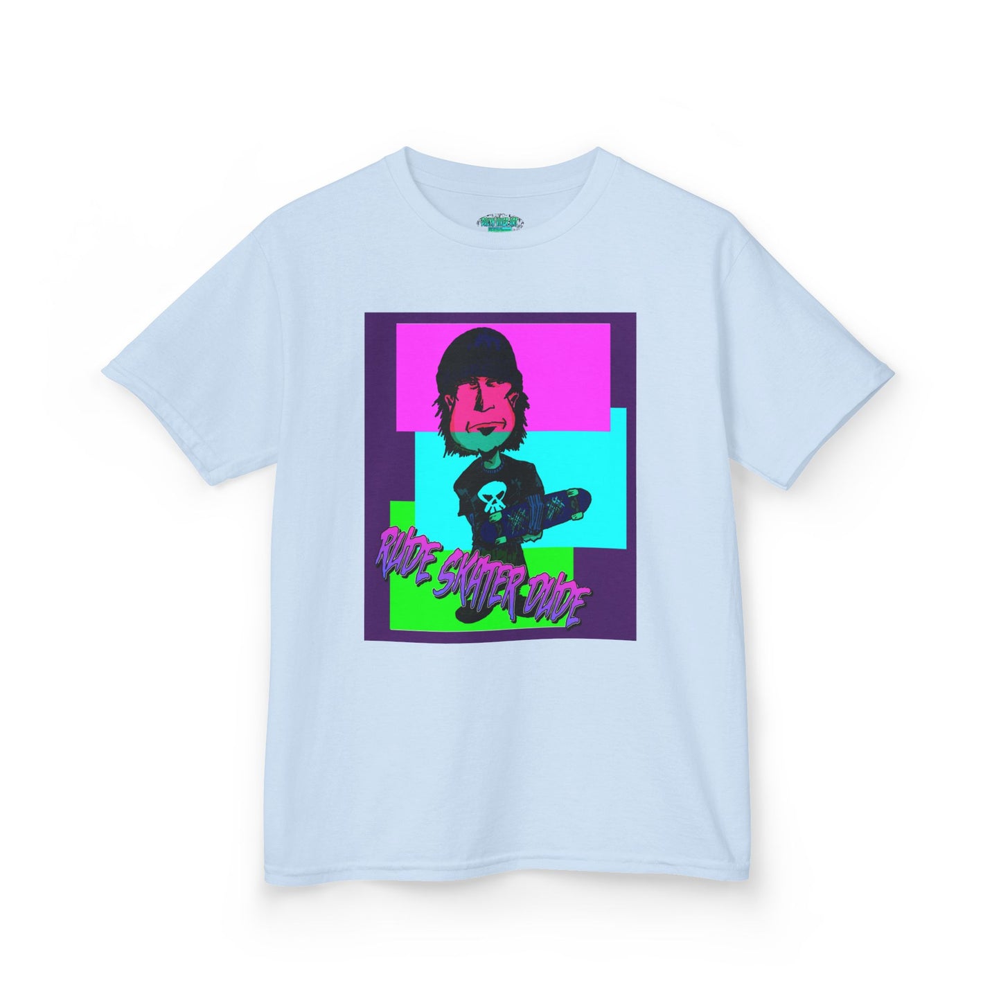 Kids Tee — Retro Neon Rude Skater Dude Kid Graphic T-Shirt