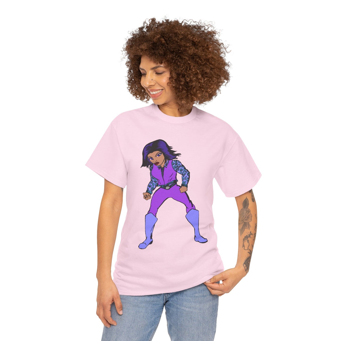 Retro Cartoon Hero Woman Character Unisex Heavy Cotton Tee, Vintage Graphic Tee, Fun T-Shirt, Gift for Fans, Casual Wear, Everyday Tee