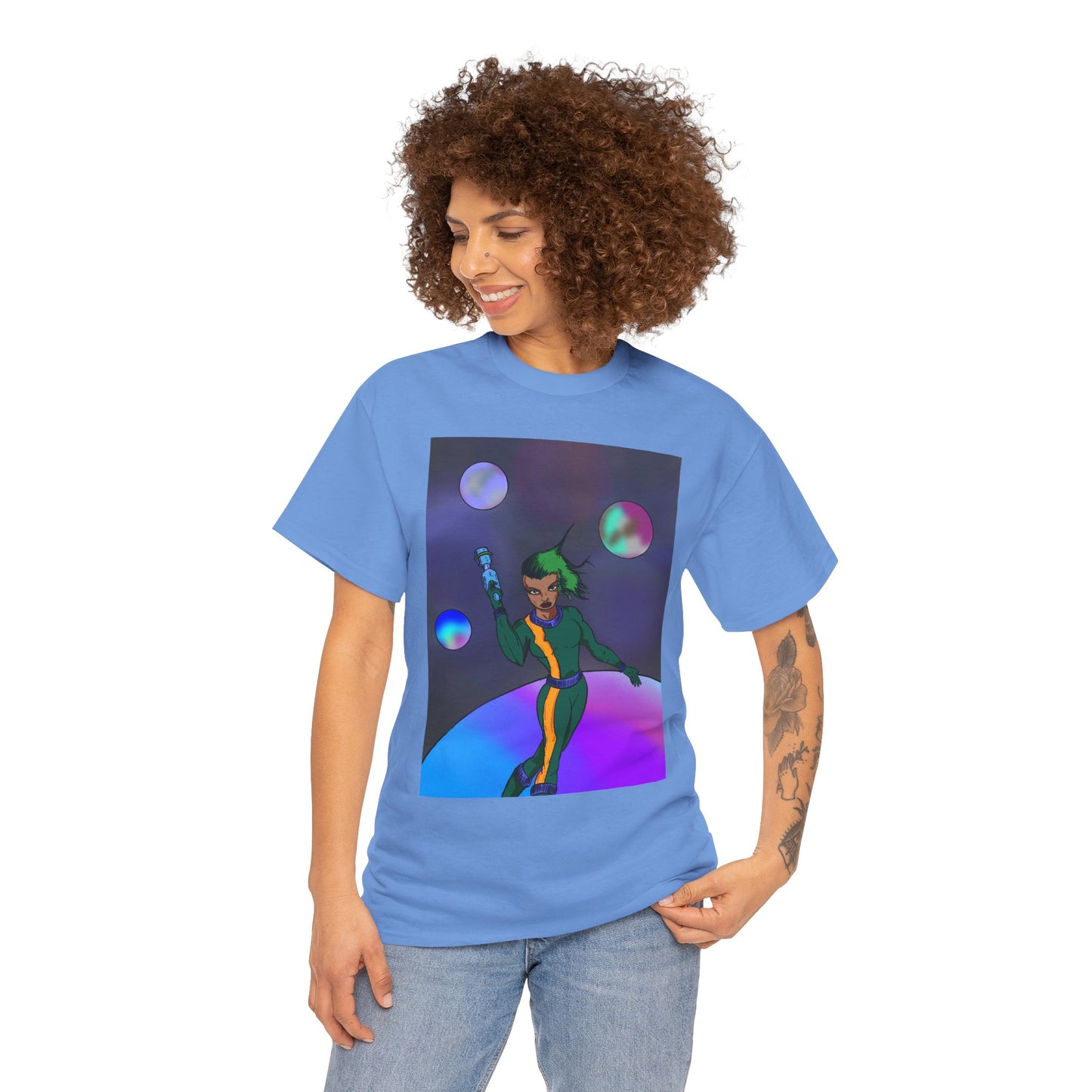 Cosmic Hero Vibe Tee - Unisex Heavy Cotton Tee, Space Art Shirt, Retro Sci-Fi T-Shirt, Gift for Space Lovers, Unique Graphic Tee