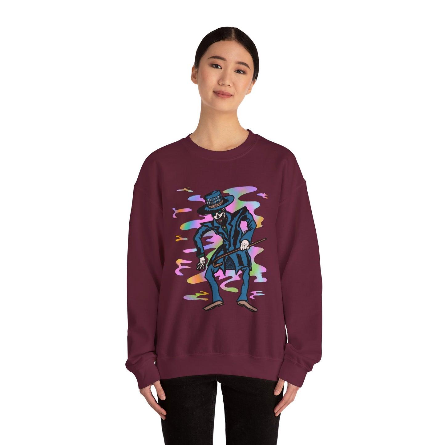 Vibrant Voodoo Graphic Crewneck Sweatshirt - Unisex Halloween Vibe