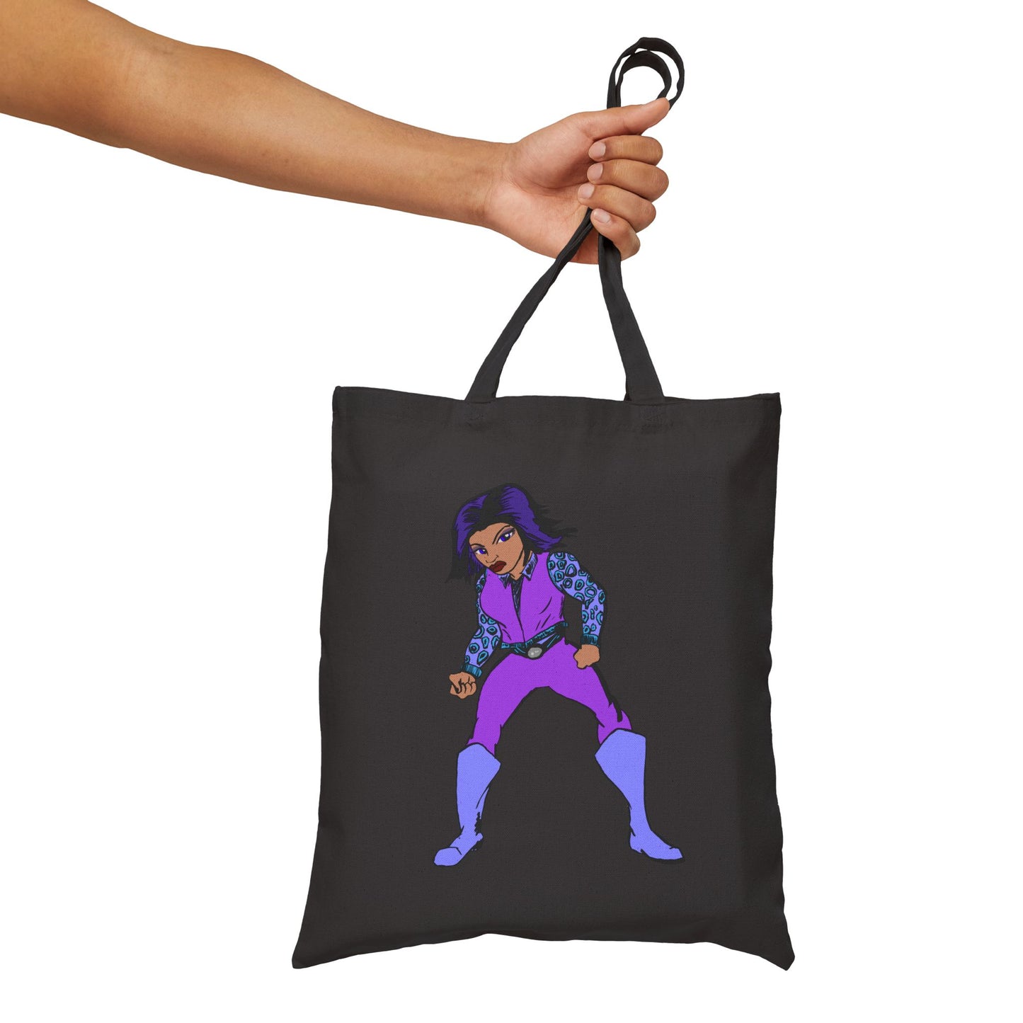 Canvas Tote Bag — Retro Purple Superhero Illustration Tote for Fans & Everyday Use