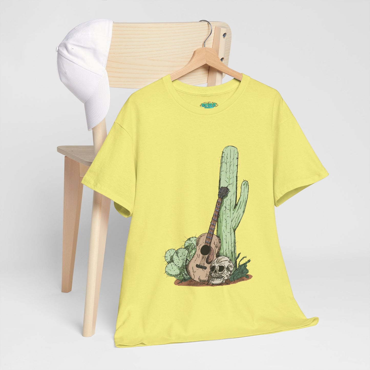 Desert Vibe Graphic Tee - Unisex Heavy Cotton Shirt, Boho Cactus Shirt, Guitar Lover's Gift, Summer Top, Music T-Shirt