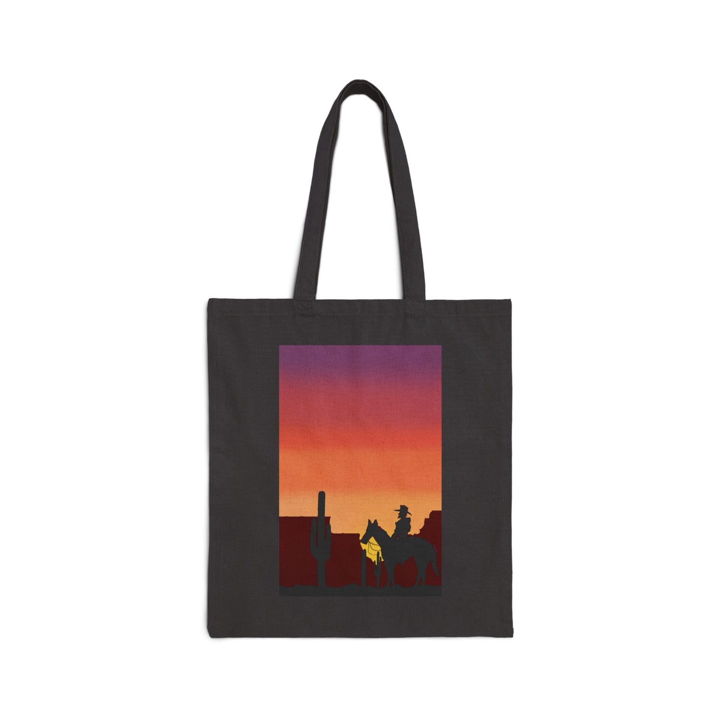 Sunset Silhouette Canvas Tote Bag – Desert Skyline Sunset Eco Tote