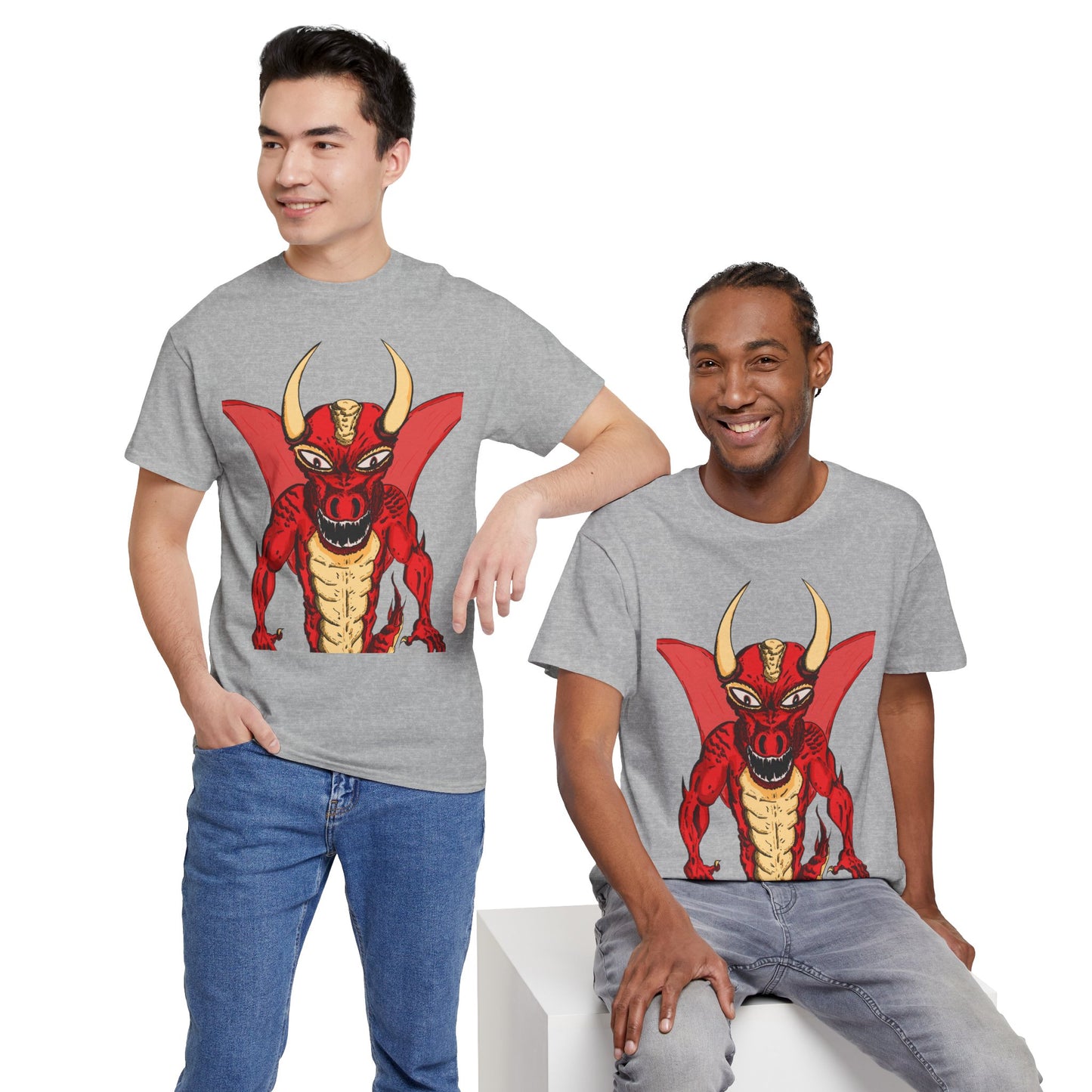 Bold Red Dragon Unisex Heavy Cotton Tee | Graphic Shirt for Anime Fans, Party Wear, Casual Outfit, Gift for Him/Her