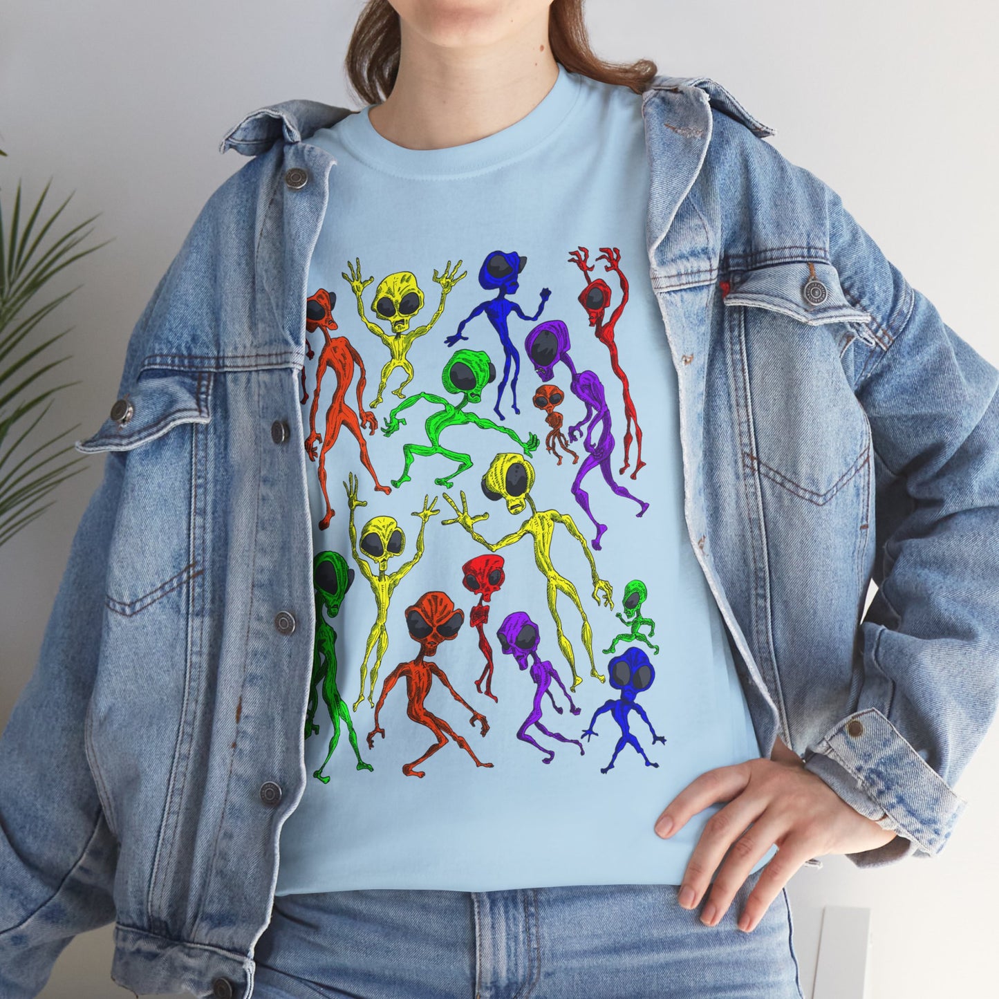 Rainbow Alien Dance Party Unisex Tee - Cosmic Sci-Fi Shirt