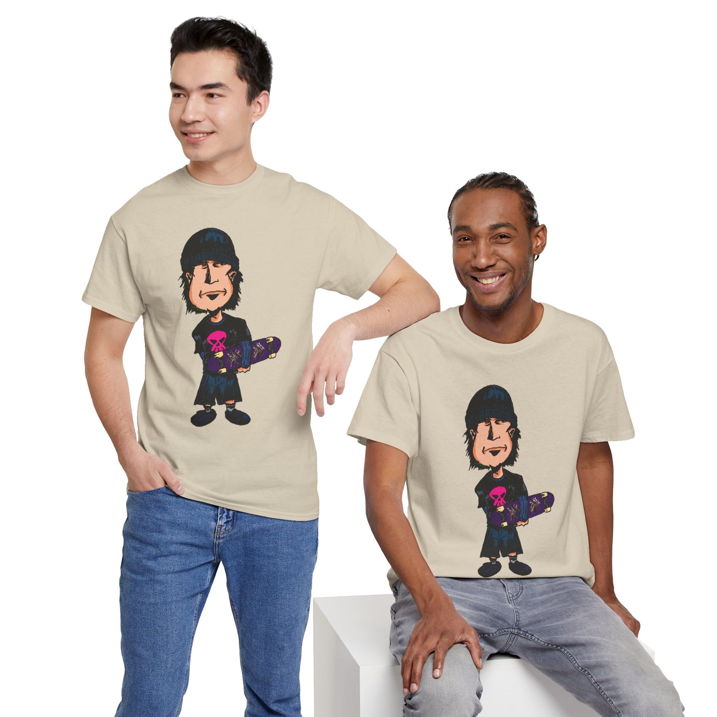 Rude Skater Dude - Skate Punk - Skater Kid Cartoon T‑Shirt — Cute Skateboarder Graphic Tee