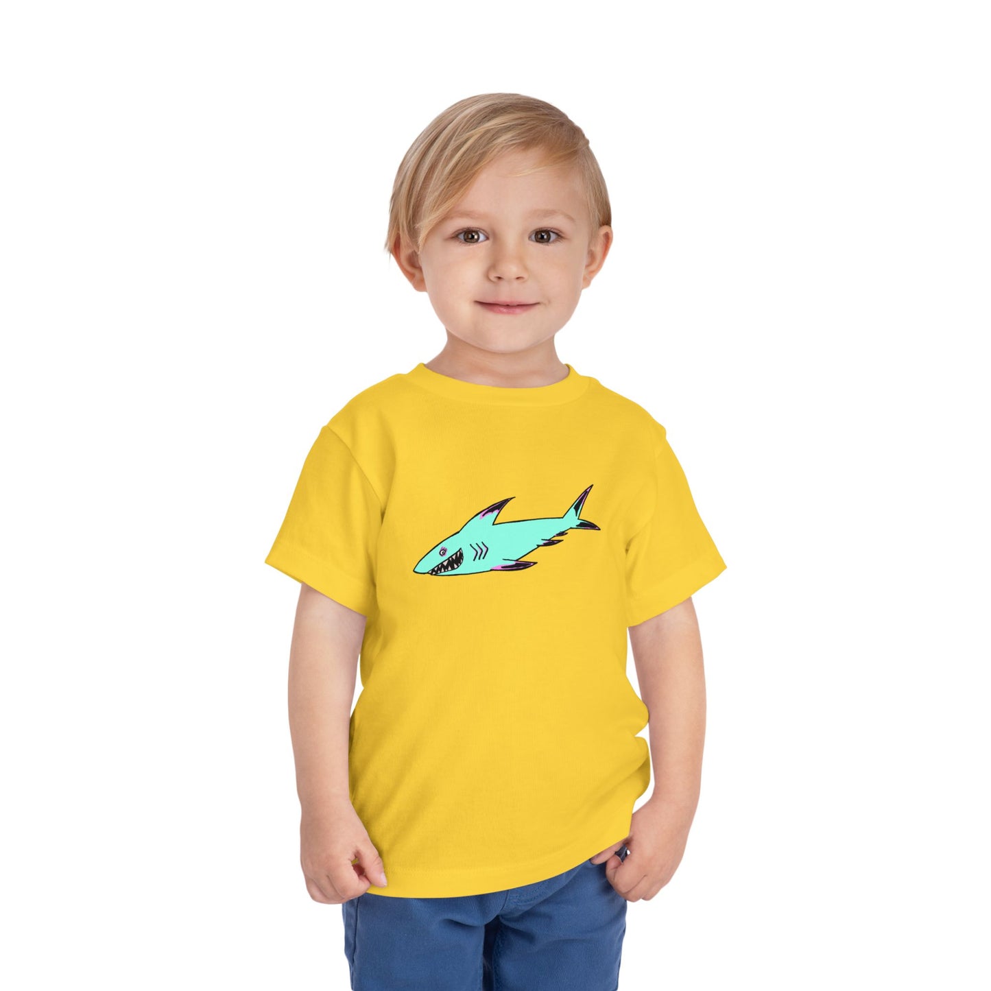Toddler Tee — Cute Teal Shark Graphic Kids T‑Shirt