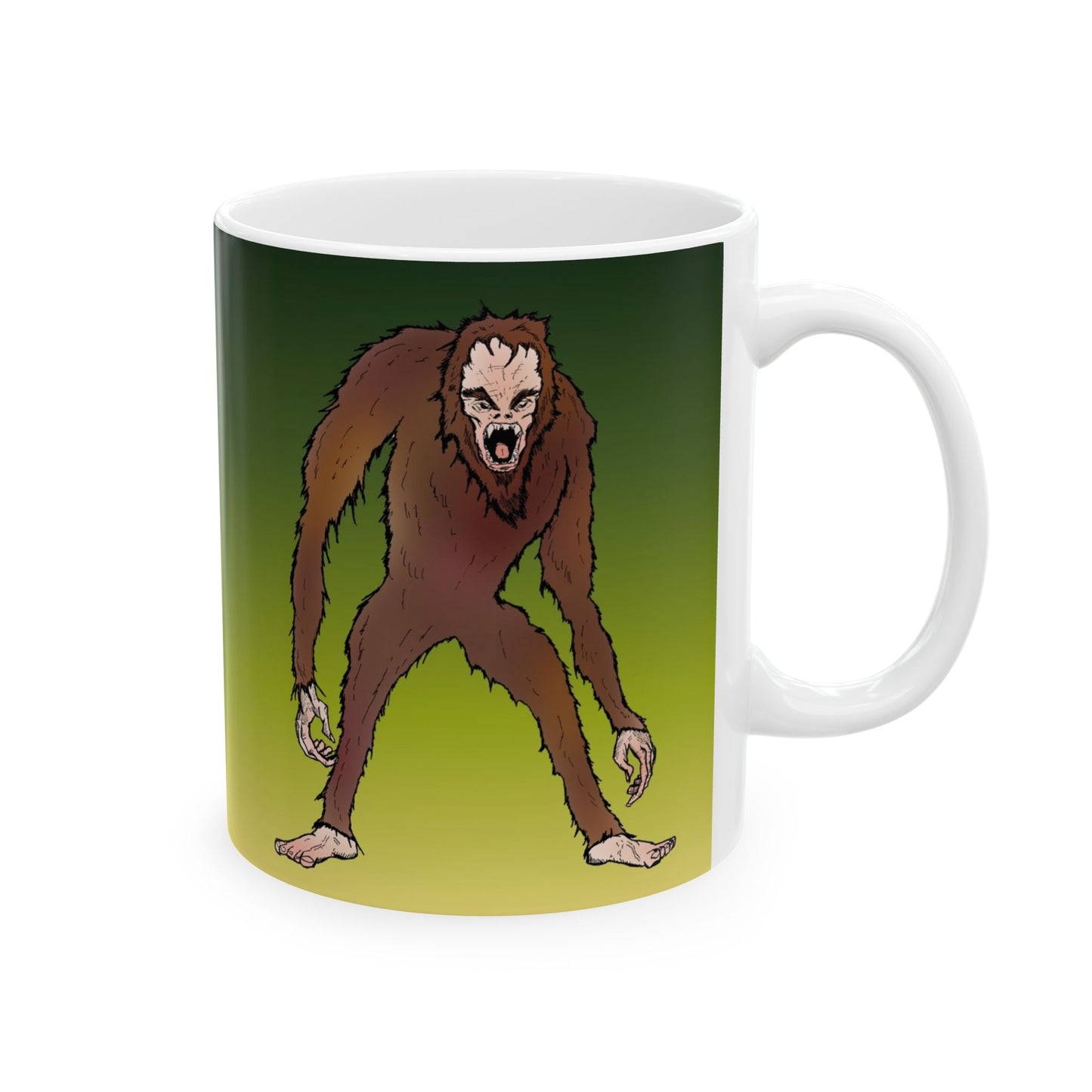 Bigfoot Encounter - Gradient Ceramic Mug – Cute Lizard Coffee Cup (11oz, 15oz)