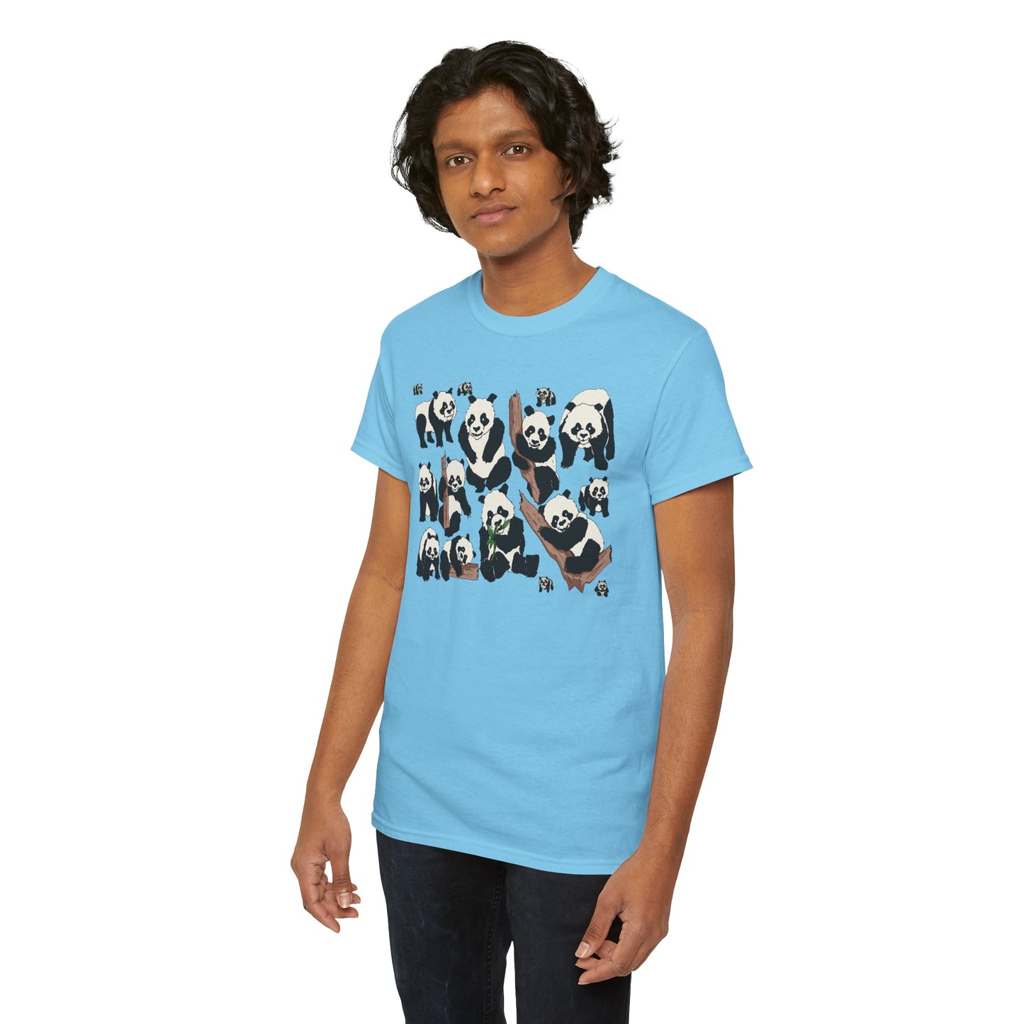 Cute Panda Design Unisex Heavy Cotton Tee | Animal Lover Gift, Casual Wear, Eco-Friendly Apparel, Nature Enthusiast Clothing