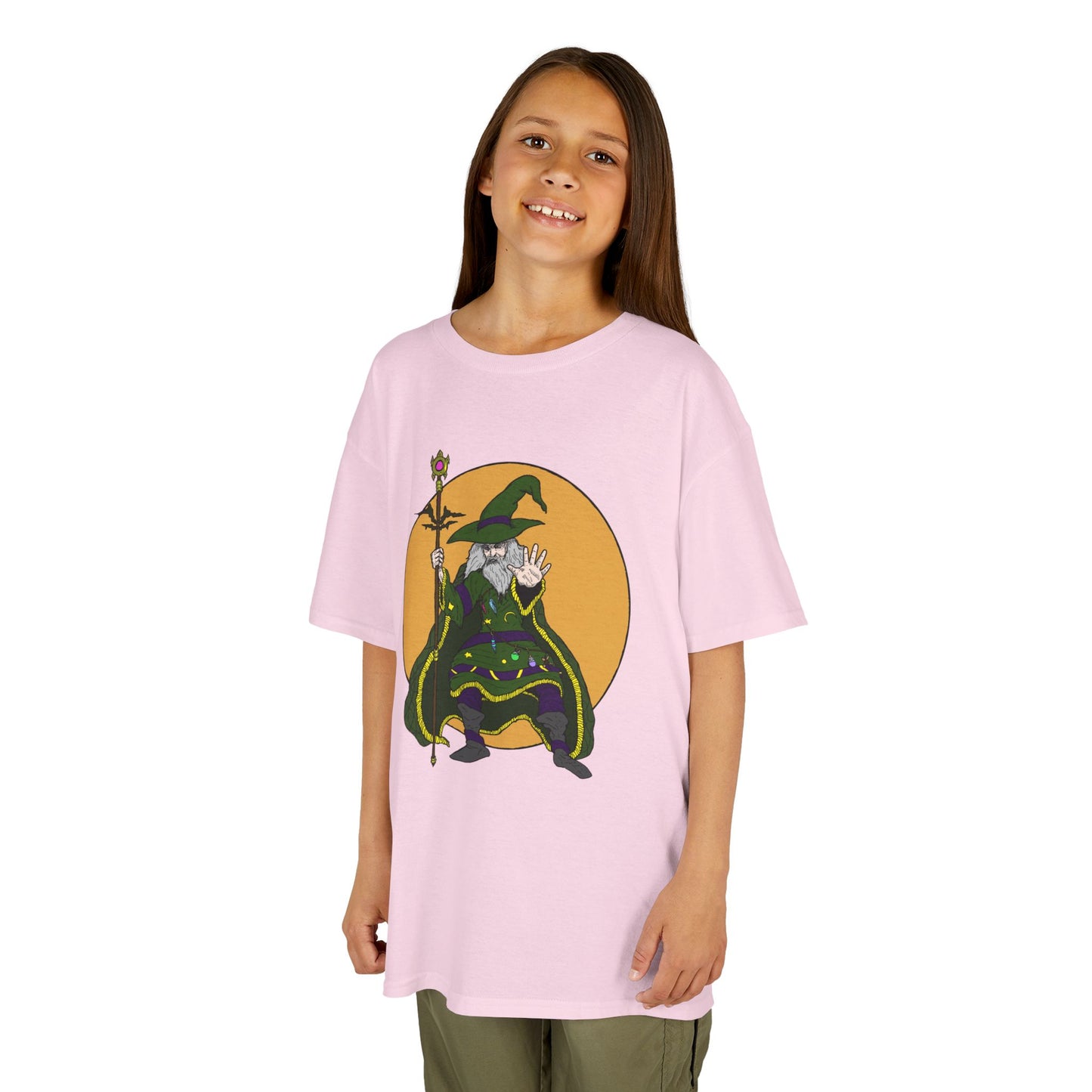 Wizard Holding a Magical Staff Kids Heavy Cotton™ Tee