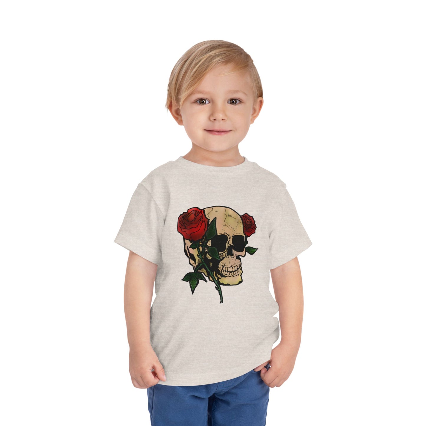 Toddler Tee — Skull with Red Roses Graphic