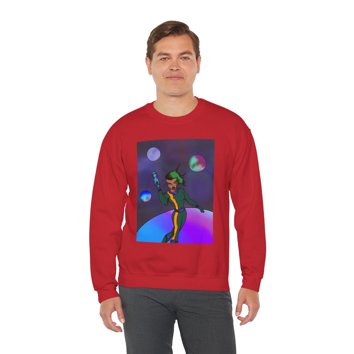 Cosmic Character Crewneck Sweatshirt – Fun, Unisex Design for Casual Style