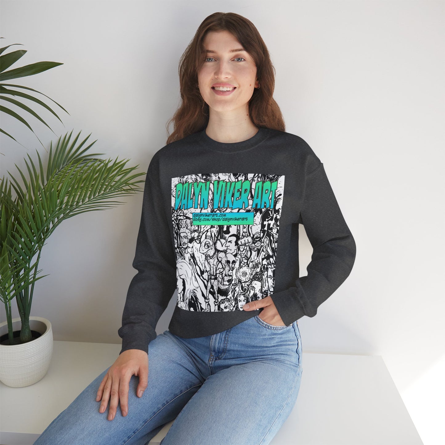 Graphic Art Crewneck Sweatshirt - Dalyan Viker Art Edition