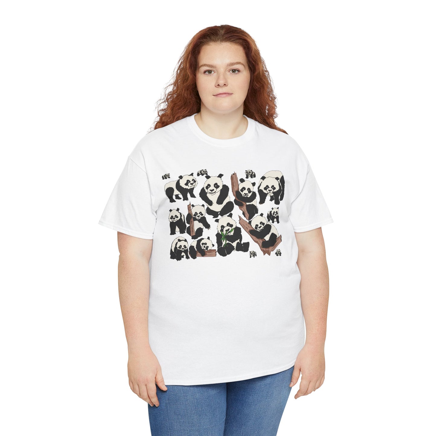 Cute Panda Design Unisex Heavy Cotton Tee | Animal Lover Gift, Casual Wear, Eco-Friendly Apparel, Nature Enthusiast Clothing