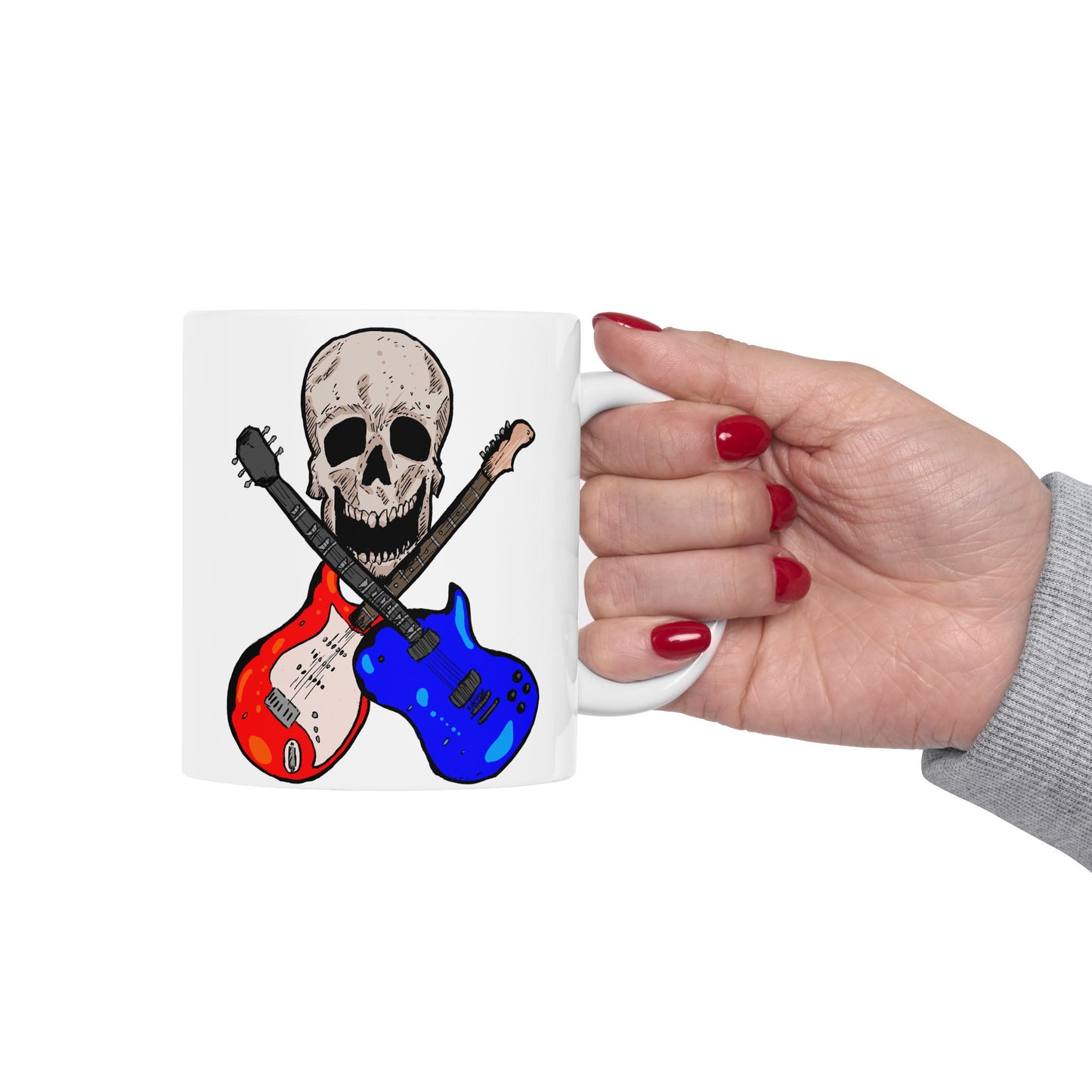 Deathly Rock & Roll Ceramic Mug - Perfect for Musicians, Coffee Lovers, Gifts for Guitarists, Home Decor, Birthday Celebration