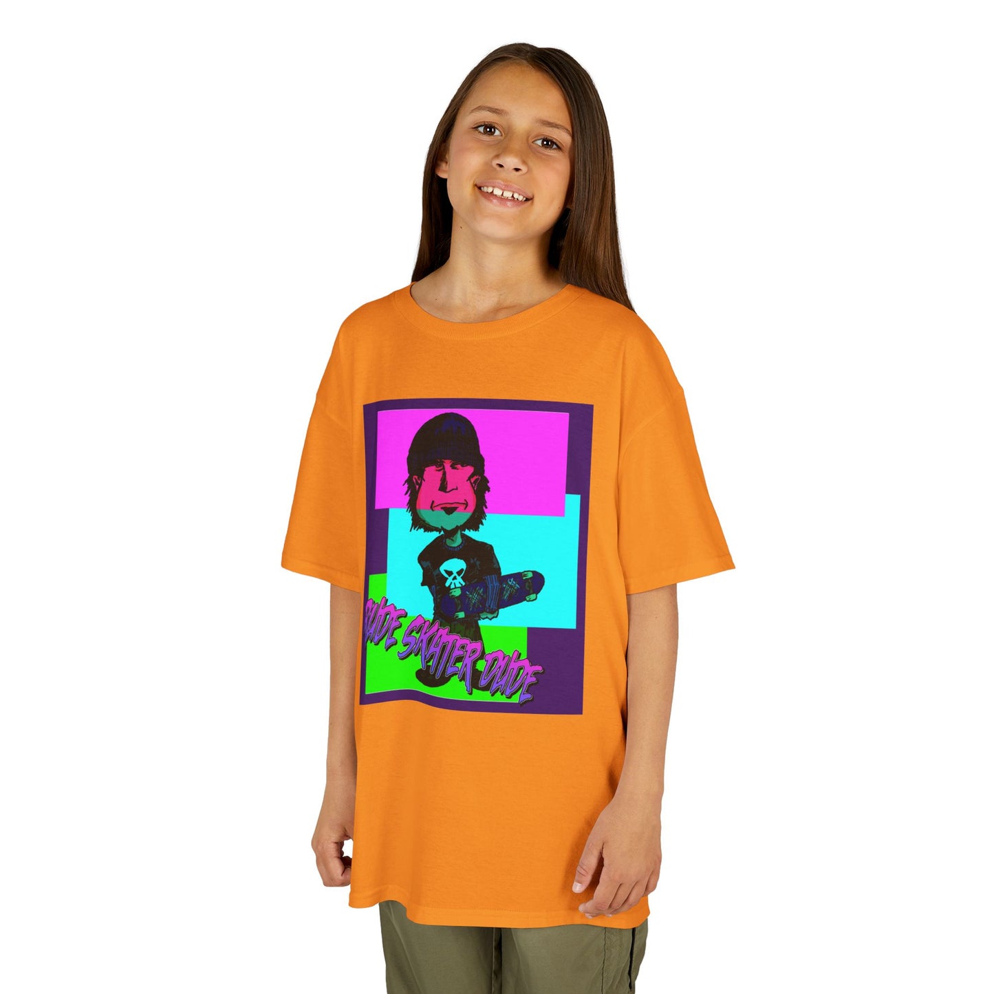 Kids Tee — Retro Neon Rude Skater Dude Kid Graphic T-Shirt