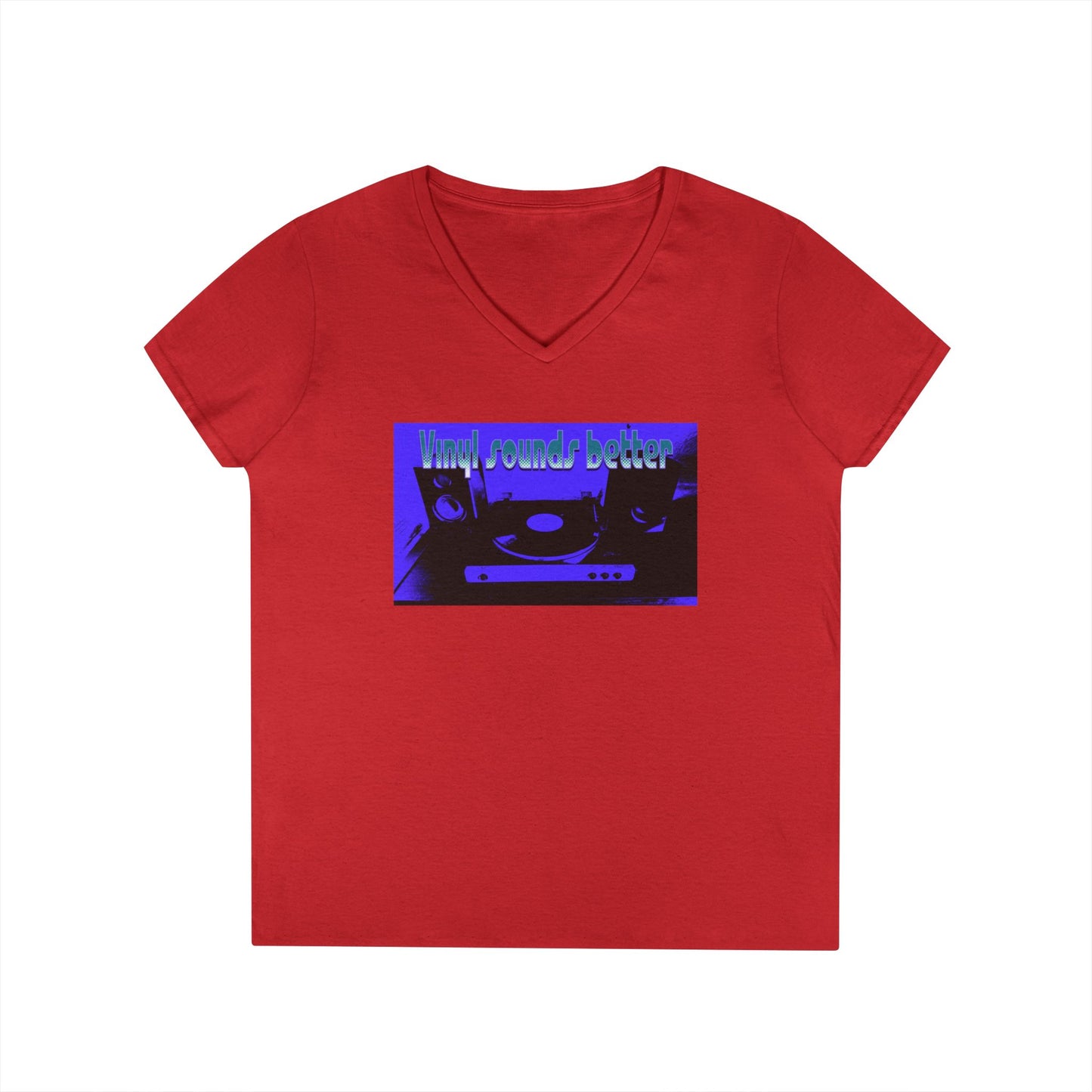 Vinyl Vibes Ladies' V-Neck T-Shirt - Music Lovers Tee