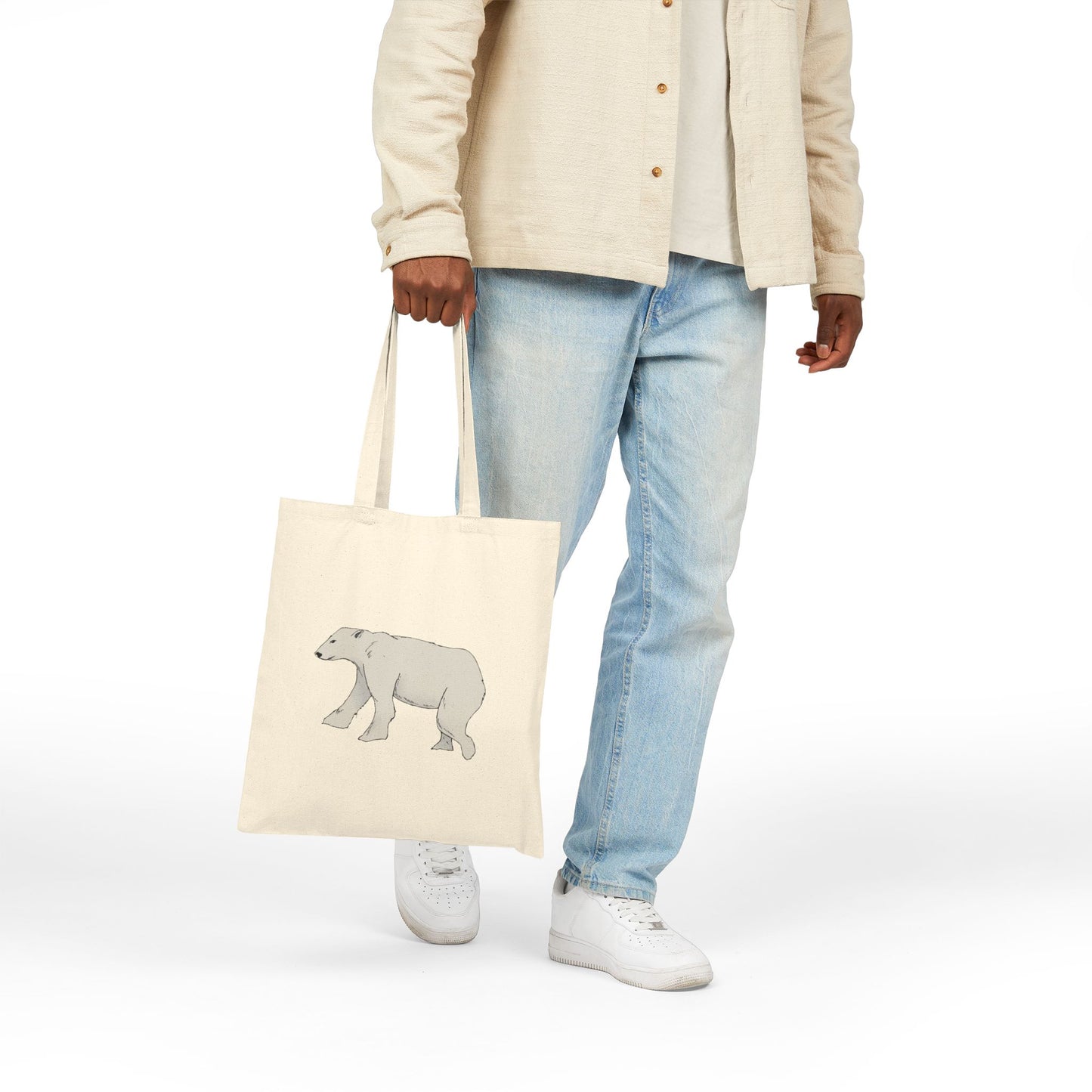 Canvas Tote Bag — Minimalist Polar Bear Eco Shopper