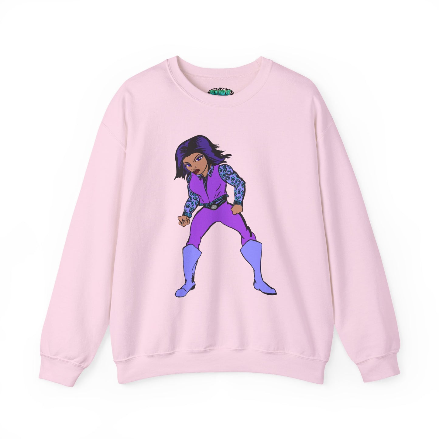 Vintage Retro Hero Crewneck Sweatshirt with Bold Graphic Design