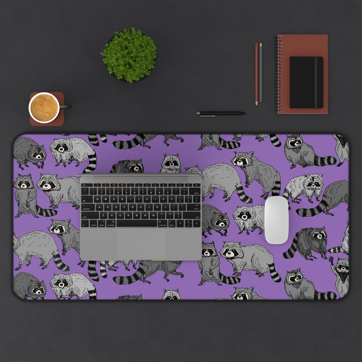 Whimsical Raccoon Desk Mat - Fun Office Decor, Gamer Pad, Animal Lover Gift, Cat-Themed Workspace, Cute Mouse Pad