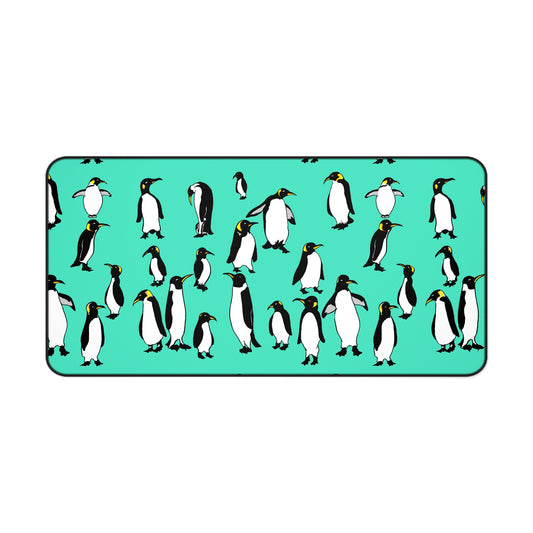 Rookery of Penguins - Teal - Desk Mat