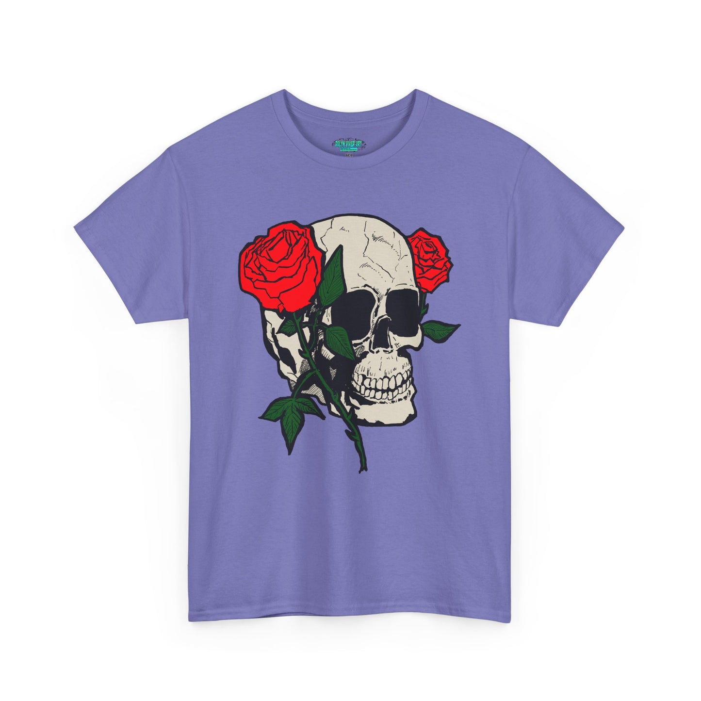Skull & Roses Unisex Heavy Cotton Tee - Edgy Graphic T-Shirt for Casual Style
