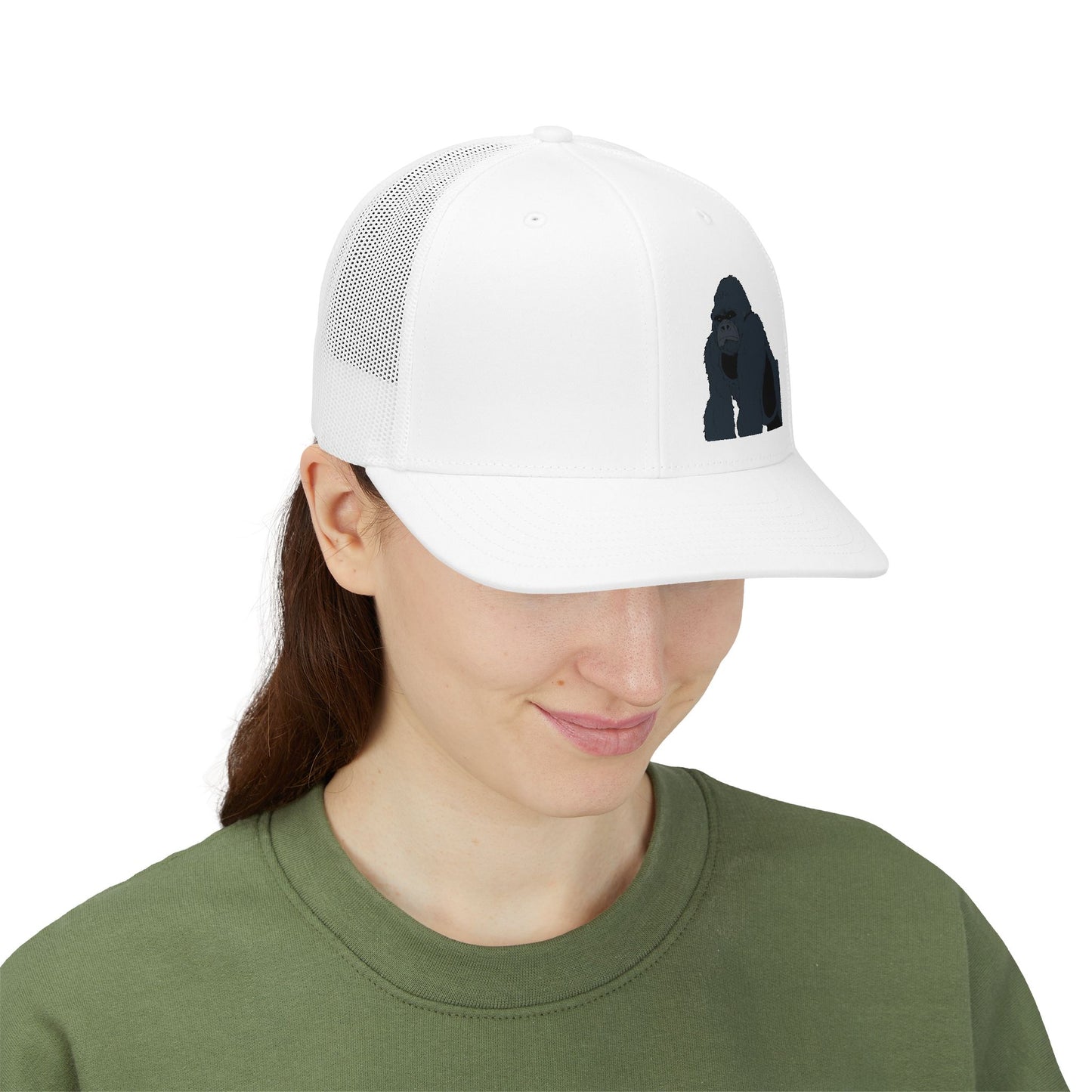 Gorilla Embroidered Snapback Trucker Cap — Casual Wildlife Hat for Outdoors & Everyday Wear