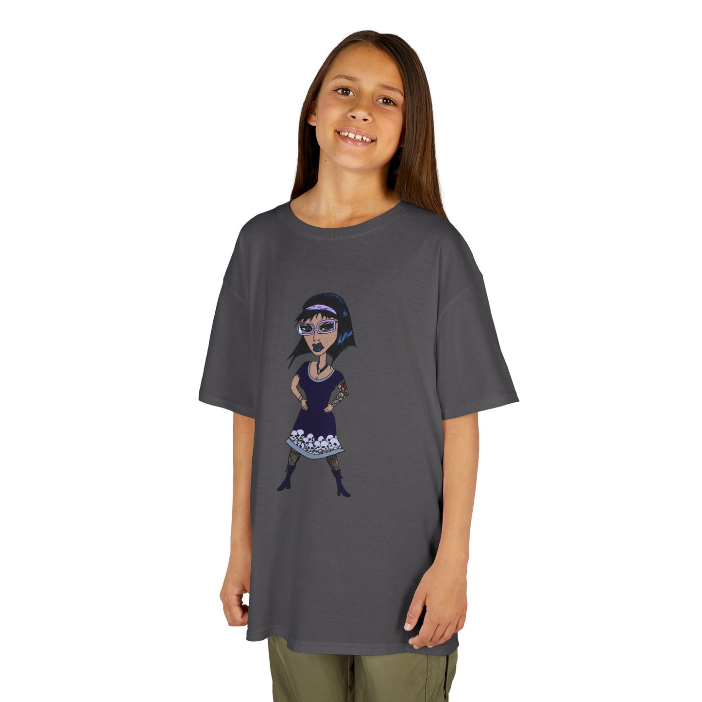 Kids Tee — Vintage Gothic Girl Cartoon Graphic Tee for Children
