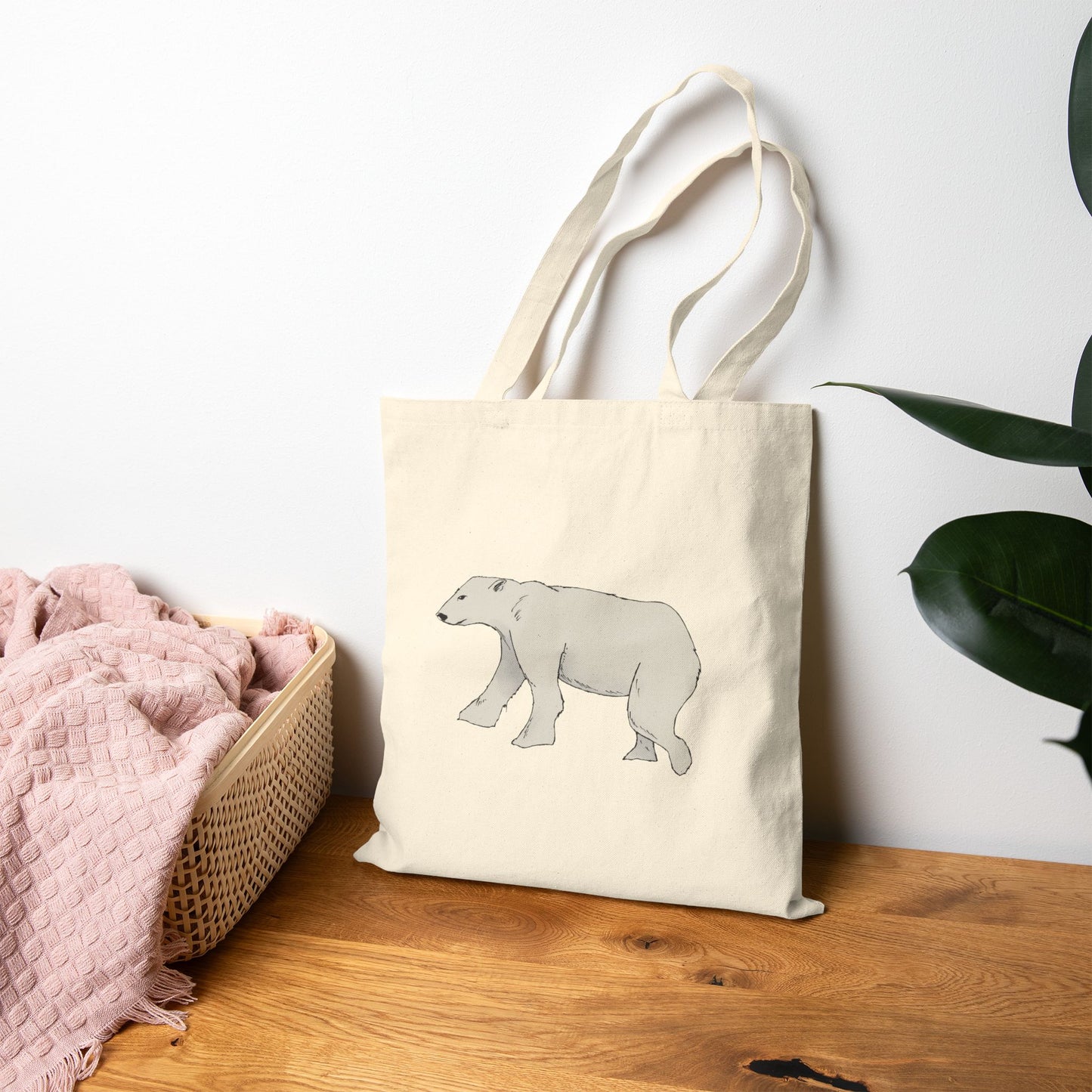 Canvas Tote Bag — Minimalist Polar Bear Eco Shopper