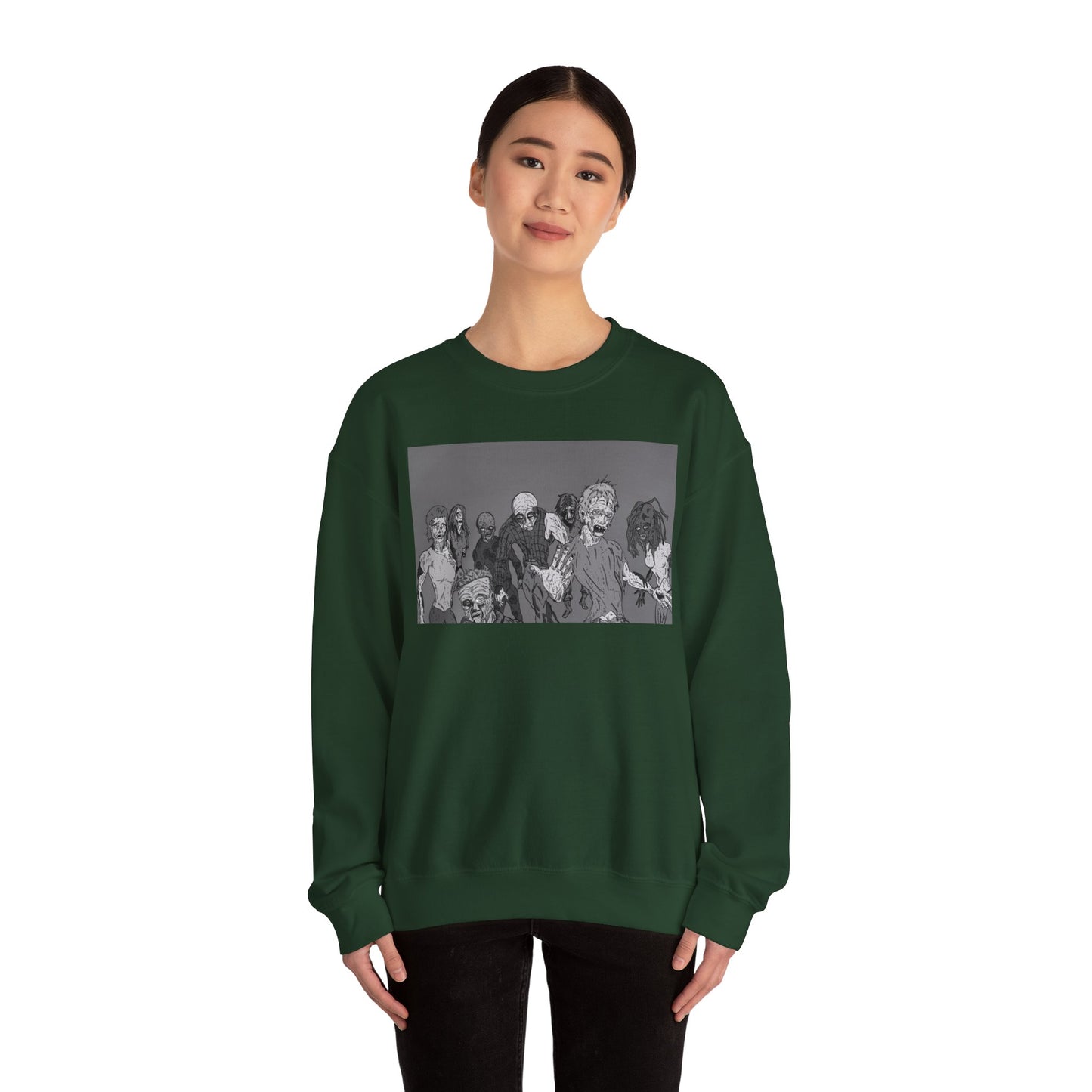 Vintage Zombie Horror Crewneck Sweatshirt - Unisex Heavy Blend™