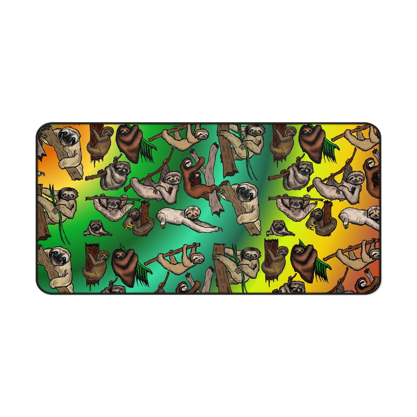 Sloth Pattern Desk Mat — Colorful Relaxing Sloth Office Mouse Pad