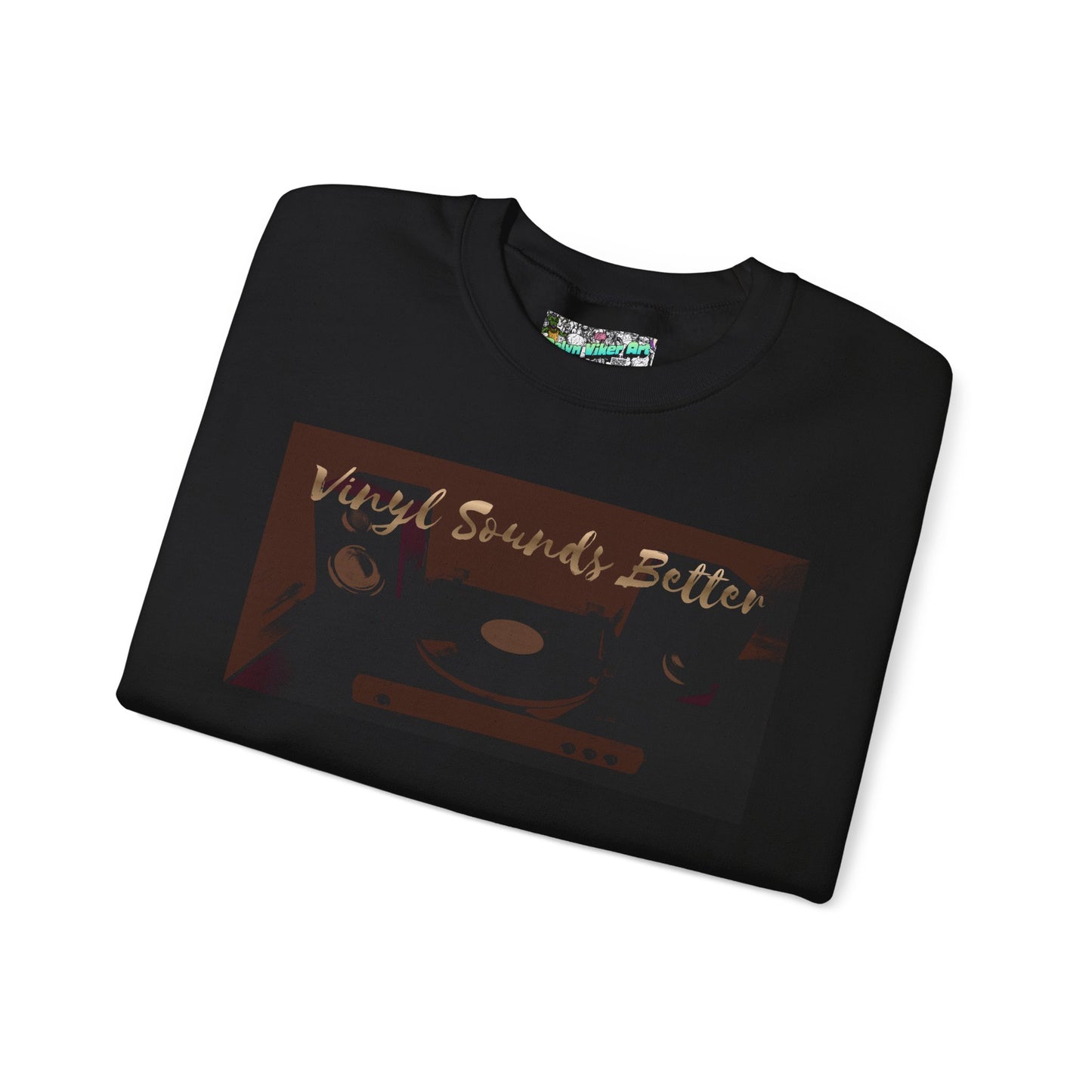Crewneck Sweatshirt — "Vinyl Sounds Better" Retro Record Graphic