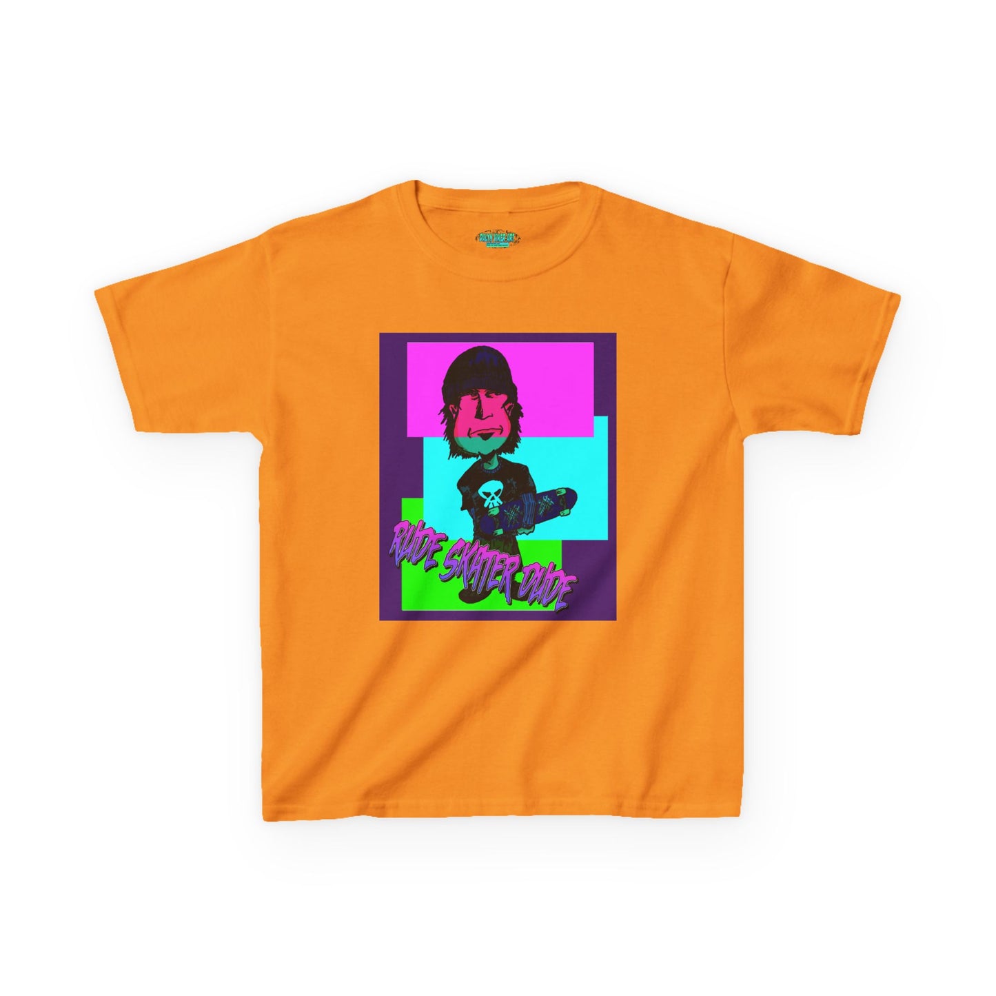 Kids Tee — Retro Neon Rude Skater Dude Kid Graphic T-Shirt