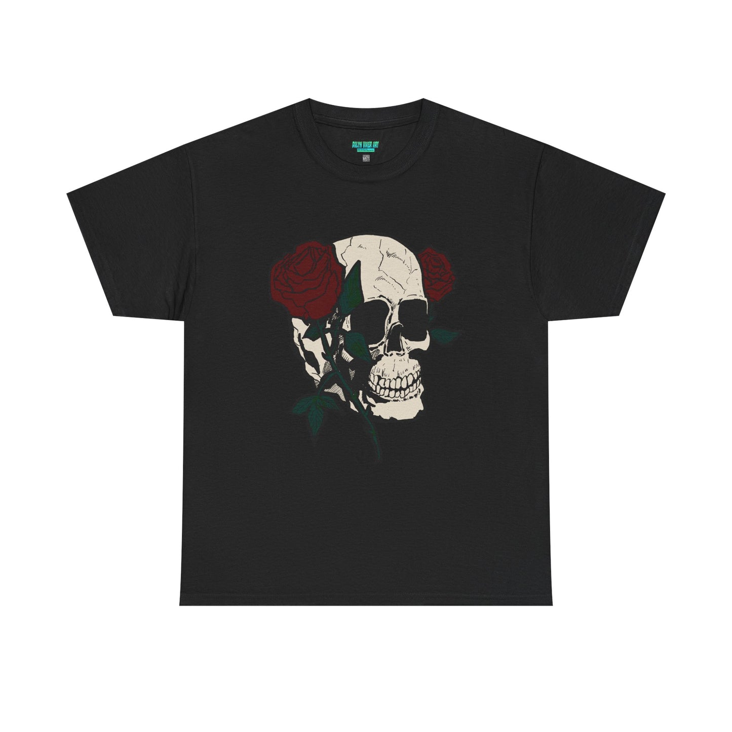 Skull and Roses Unisex Heavy Cotton Tee - Edgy Graphic T-Shirt for Impactful Style