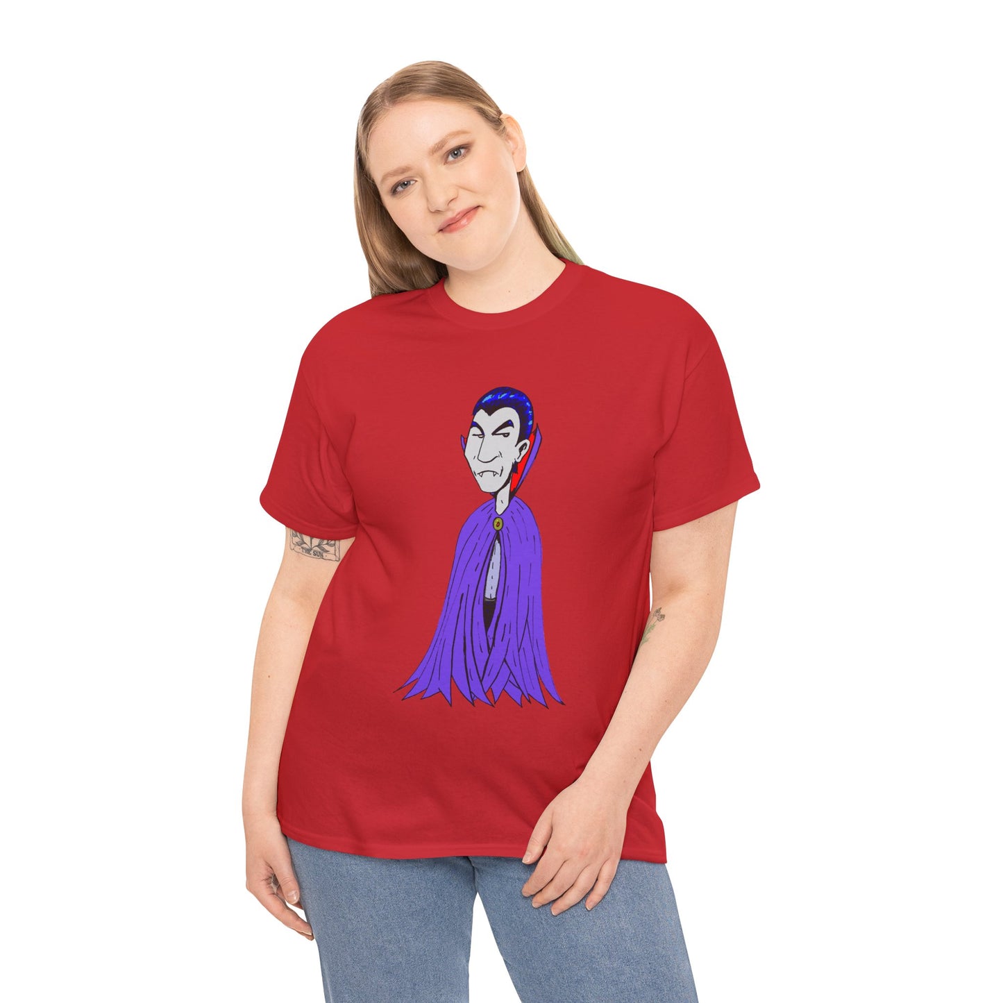 Vampire Cartoon Tee - Cute Purple Cloak Dracula Graphic T-Shirt