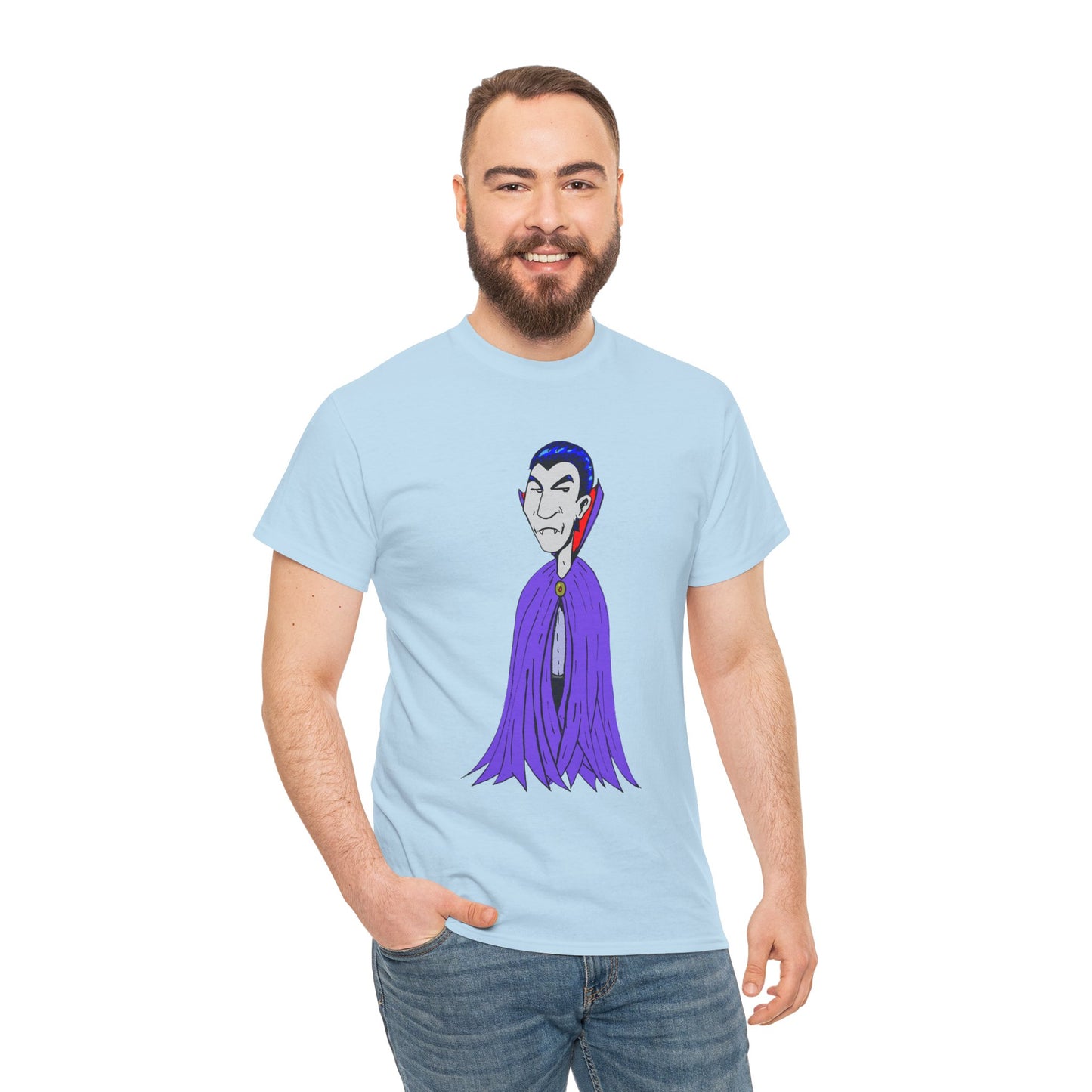 Vampire Cartoon Tee - Cute Purple Cloak Dracula Graphic T-Shirt