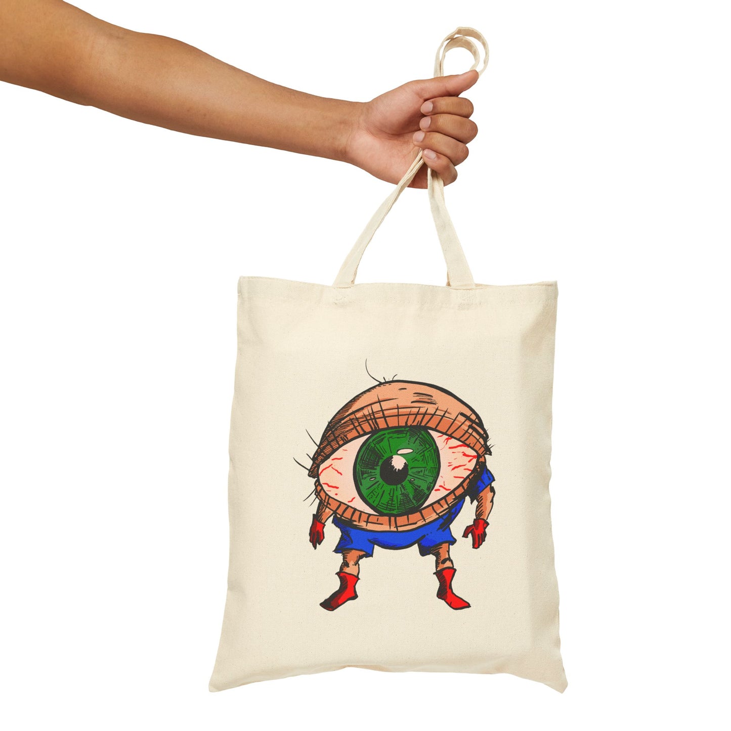Terrif-EYE-ing Green Eye Tote Bag — Quirky Illustrated Canvas Shopper