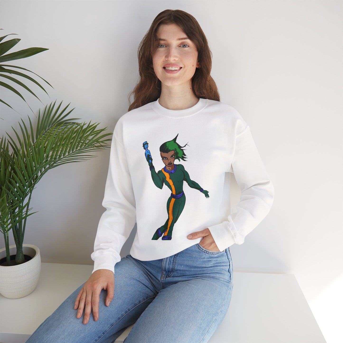 Heroic Vibes Crewneck Sweatshirt with Bold Design