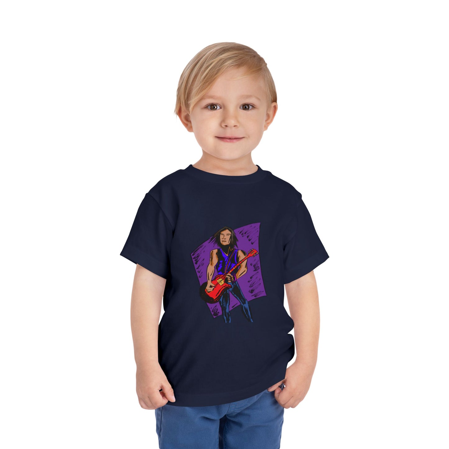 Toddler Tee — Rock Star Guitarist Graphic Kids Shirt