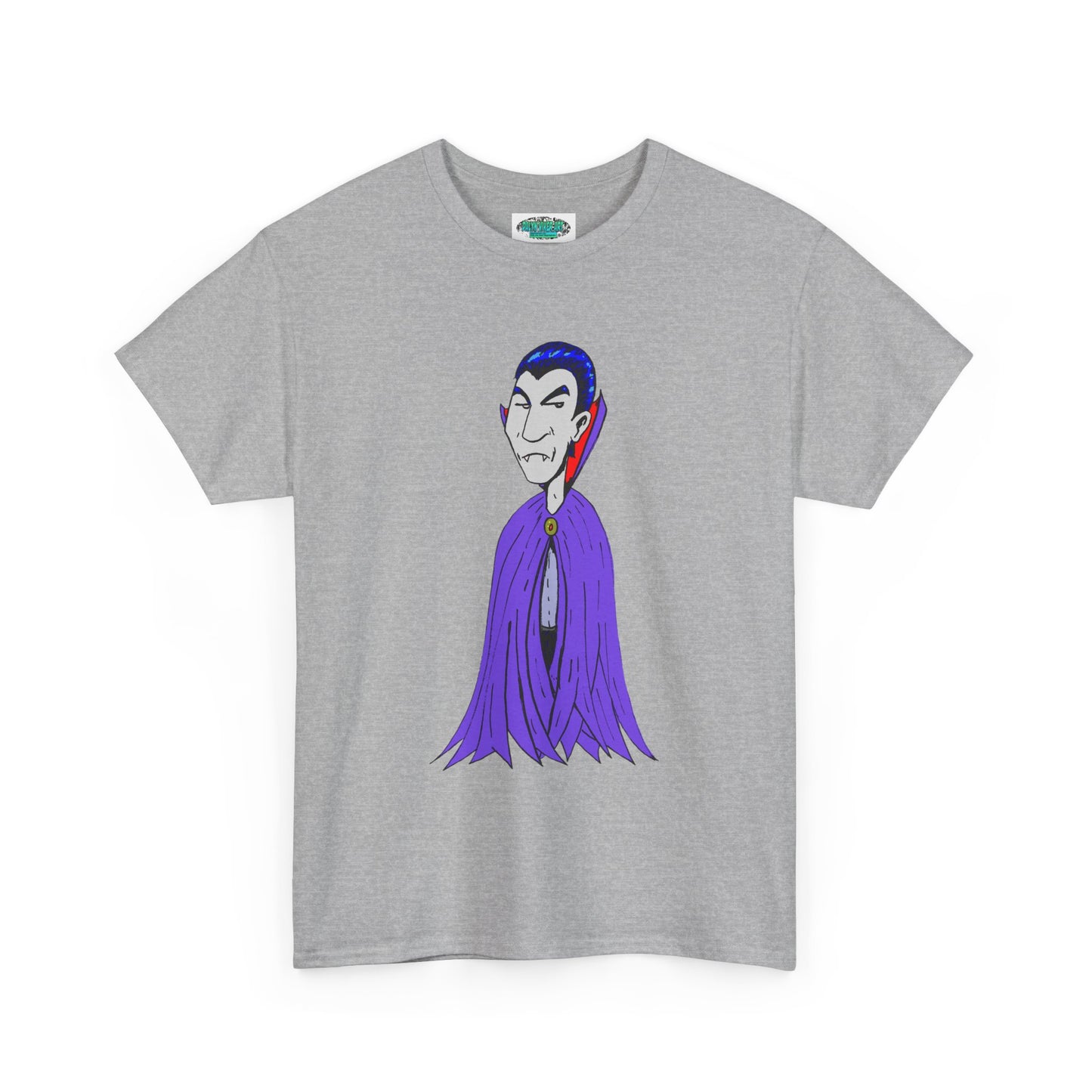 Vampire Cartoon Tee - Cute Purple Cloak Dracula Graphic T-Shirt