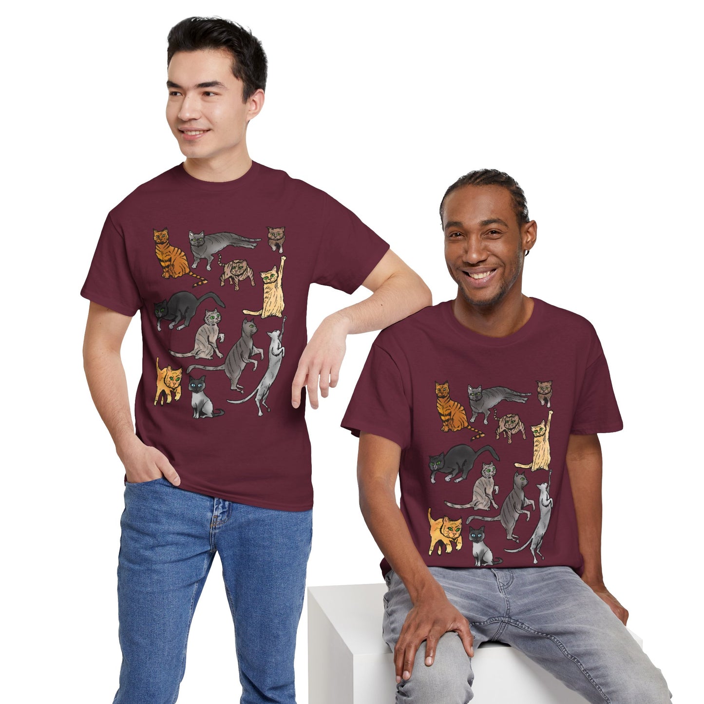 Cats Collage T-Shirt — Cute Cat Illustration Tee for Cat Lovers